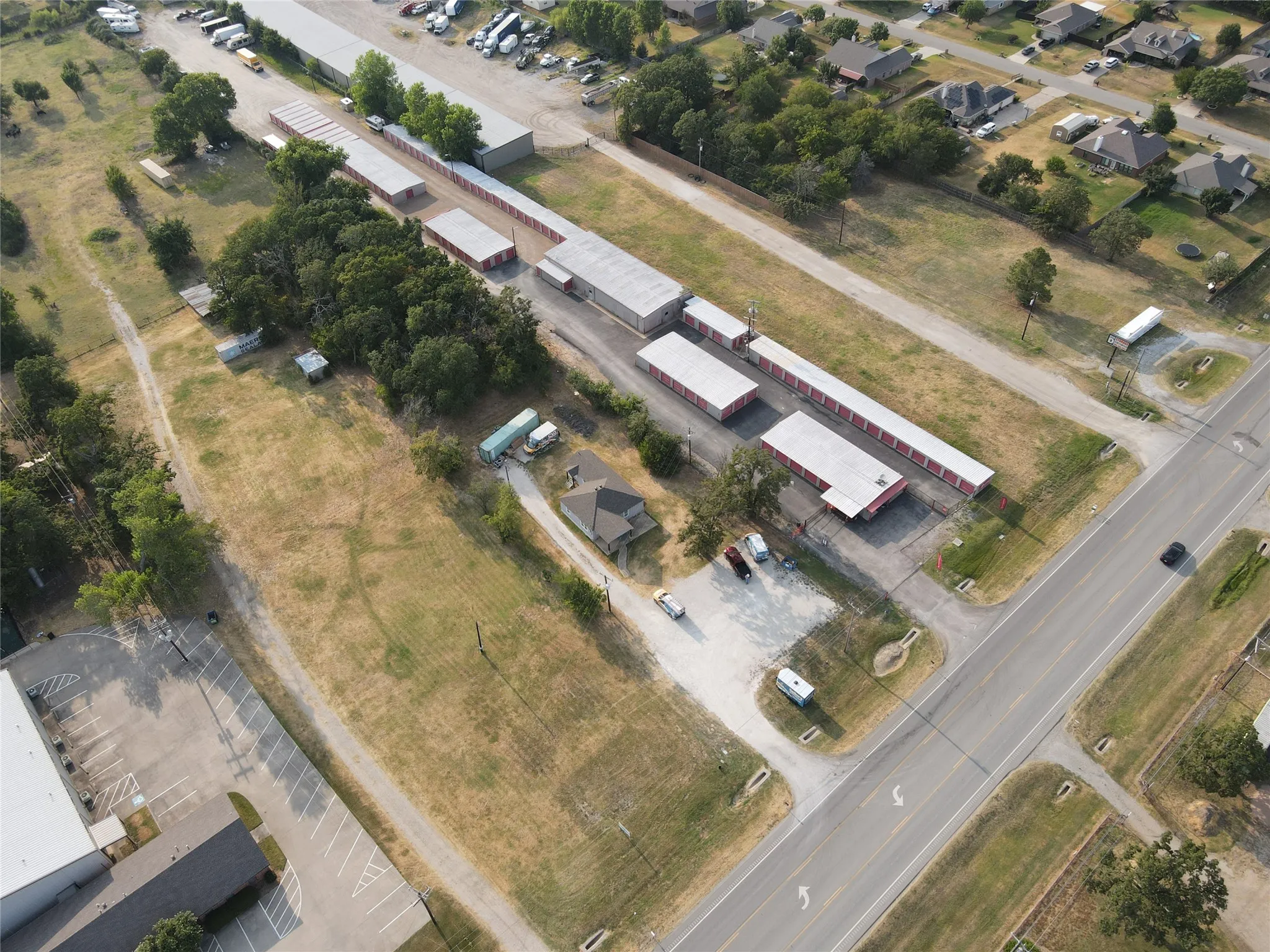 Aerial perspective showcasing diverse property elements