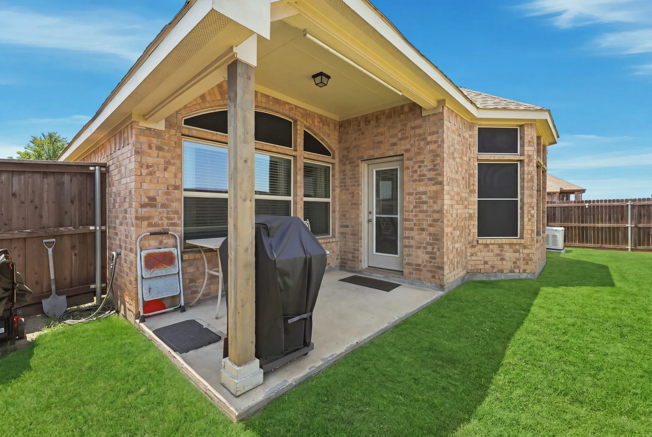 Great backyard, covered patio