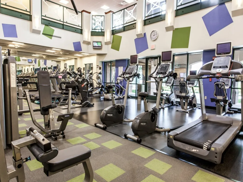 Fitness center with a variety of cardio and strength training equipment