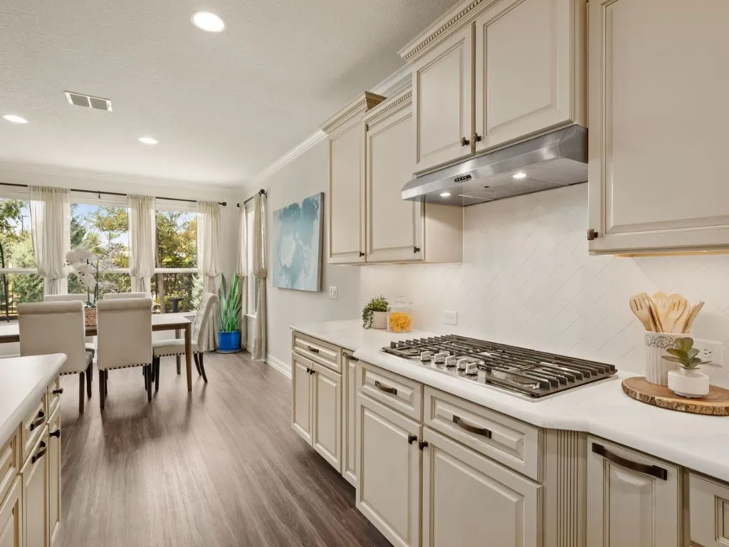 Built-in cookytop and quartz countertops