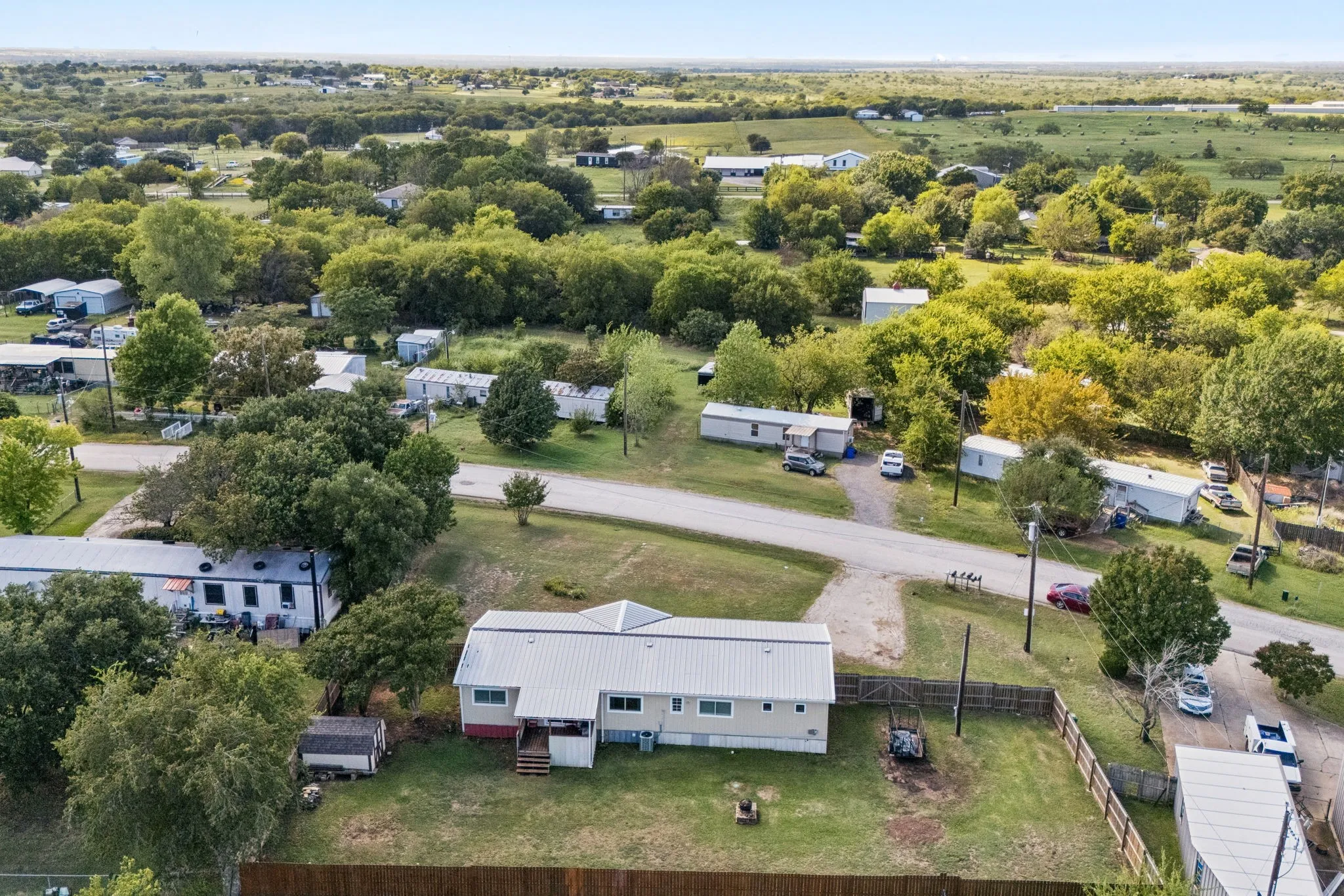Aerial view of backyard