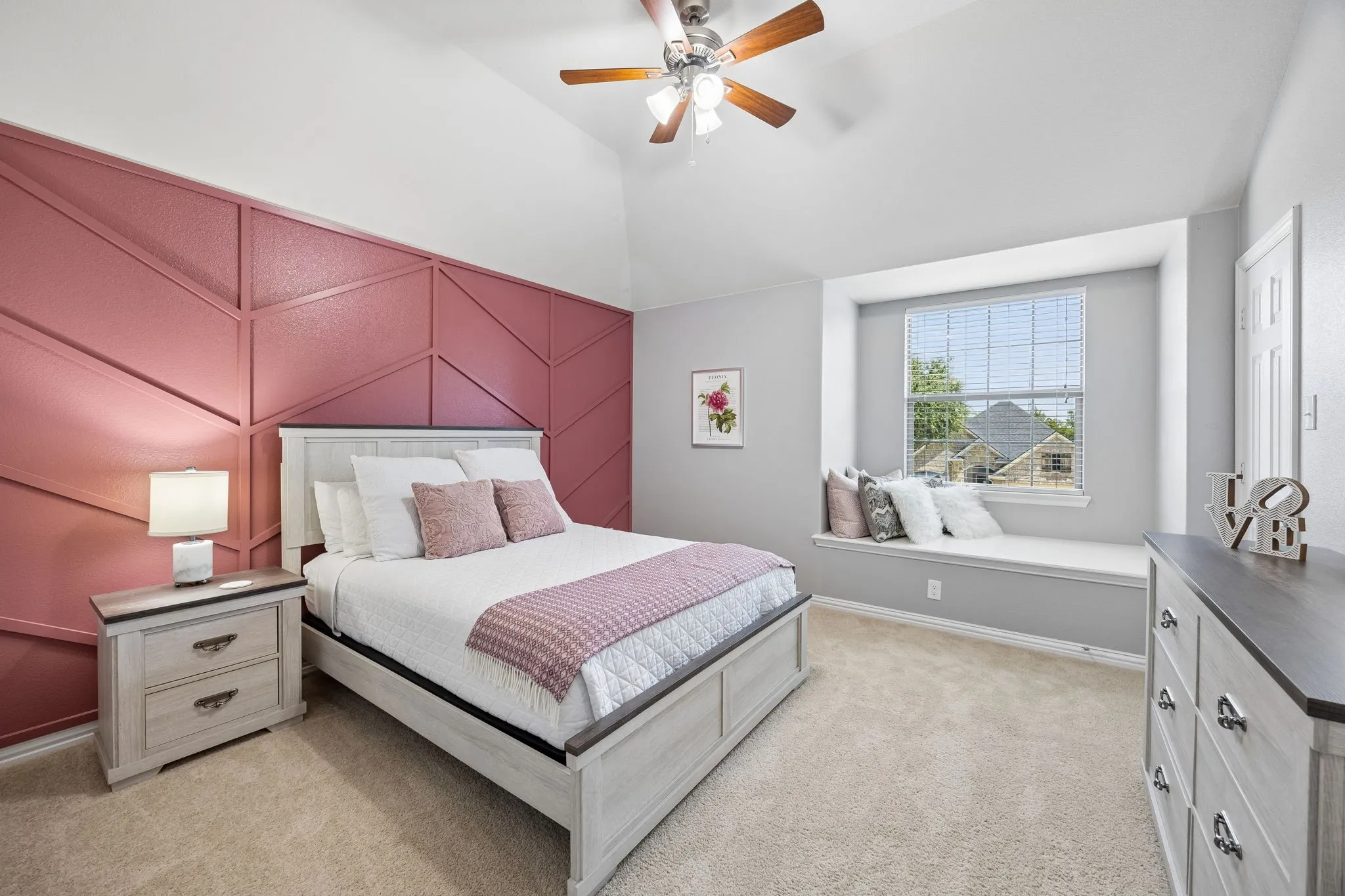 Bedroom with accent wall
