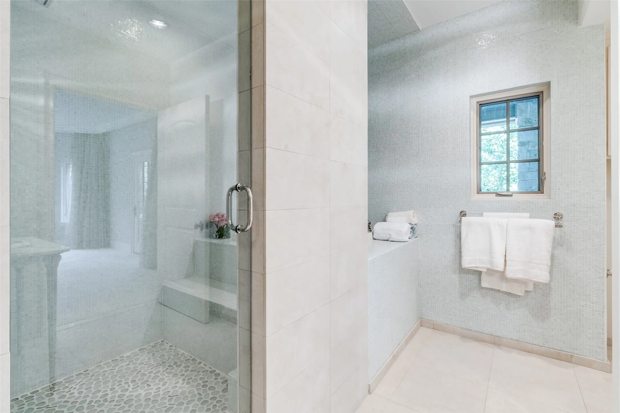 Second Primary Suite Bath Shower and Cold plunge tub Waterworks and Kalista hardware