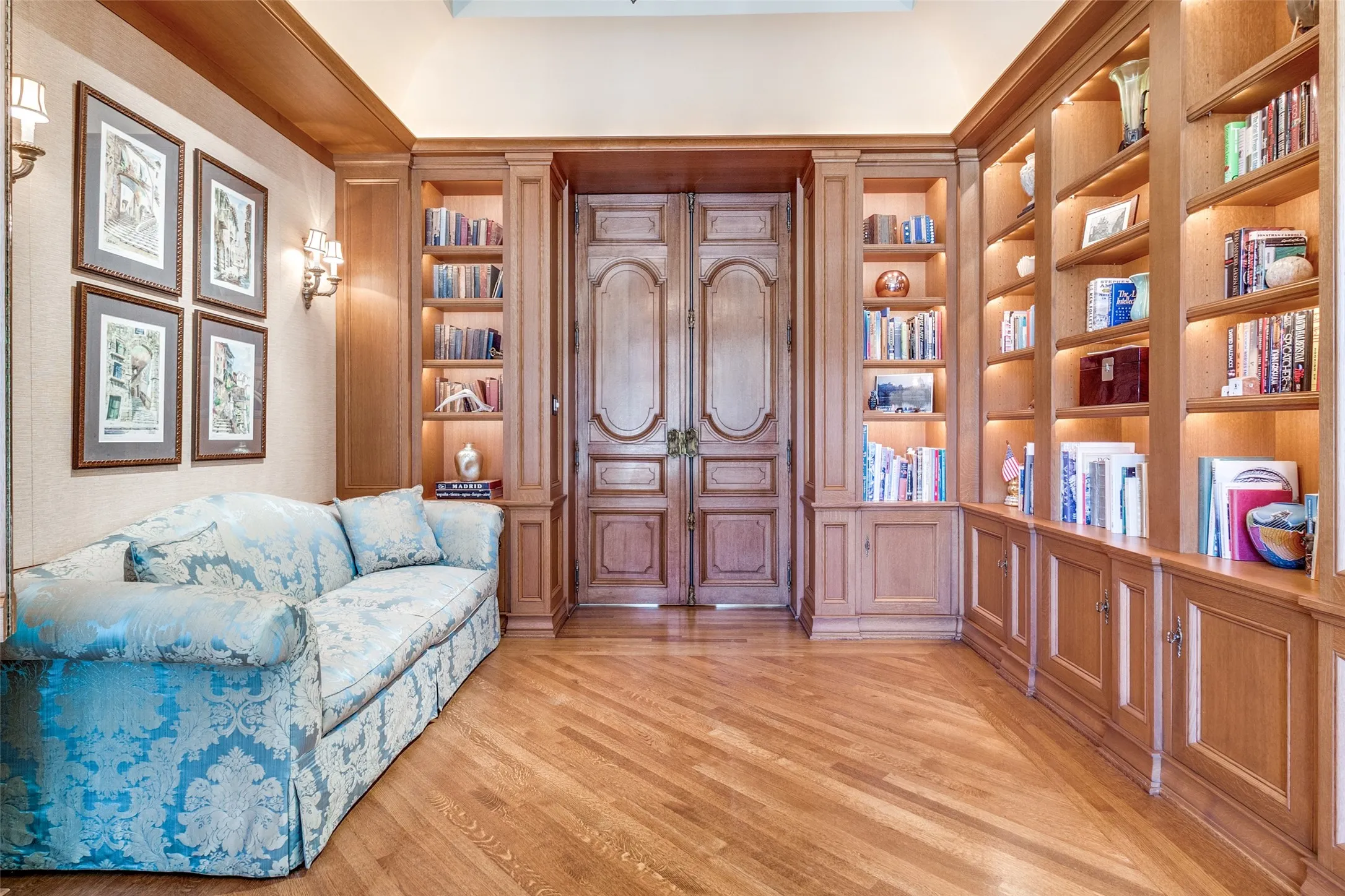 French Doors Open into the Beautiful Private Wood Front Libary