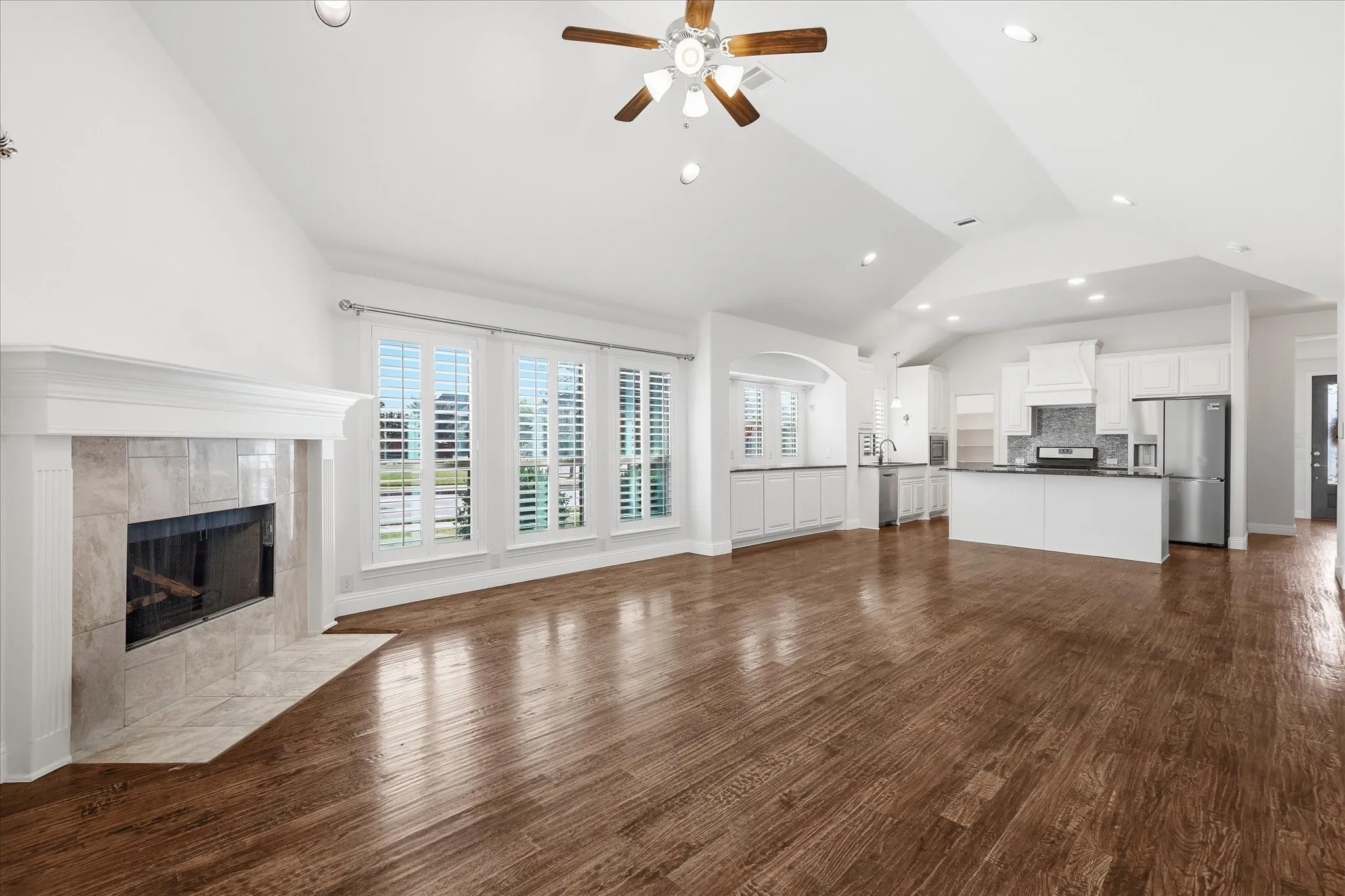 Plantation shutters throughout.