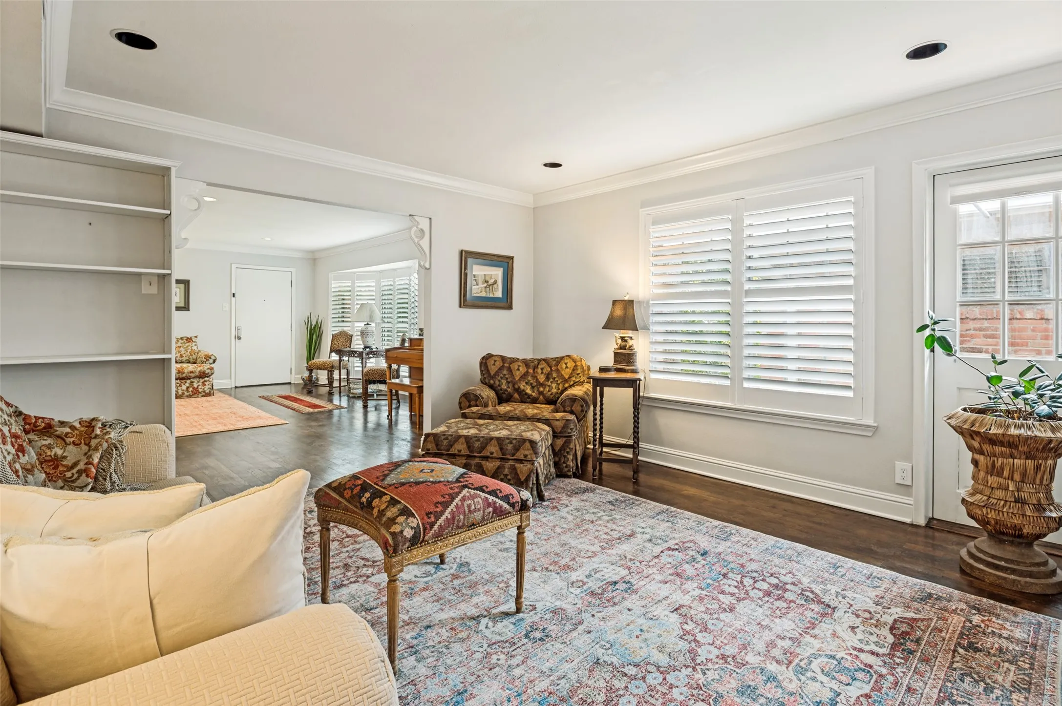 Balcony door and Bookcases