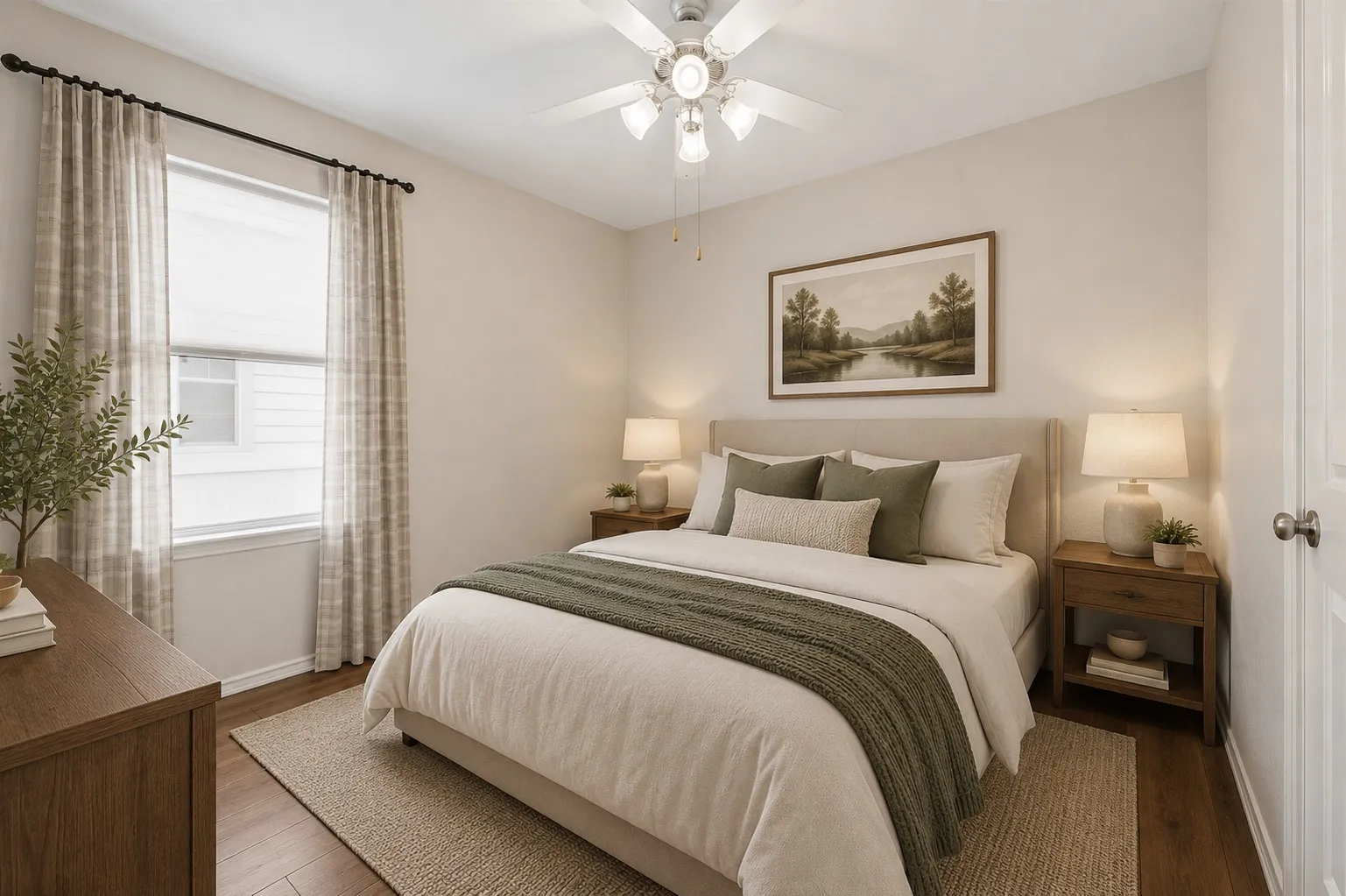 Virtually staged bedroom.
