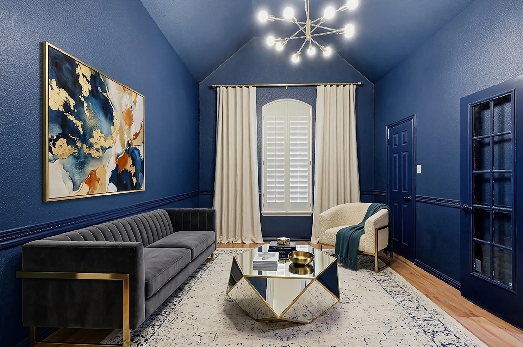 Virtually staged office, bedroom, or sitting room