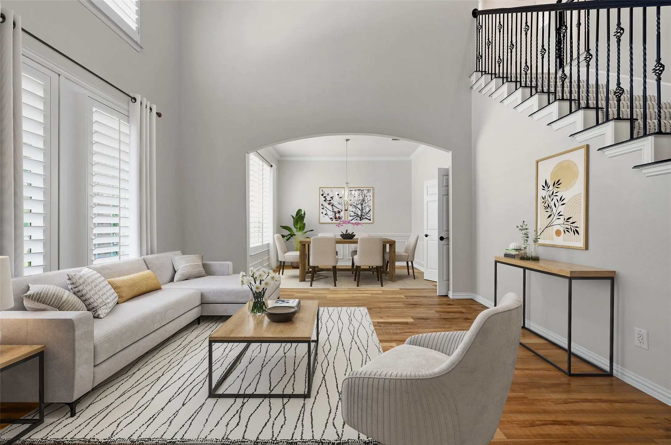 Virtually staged living room