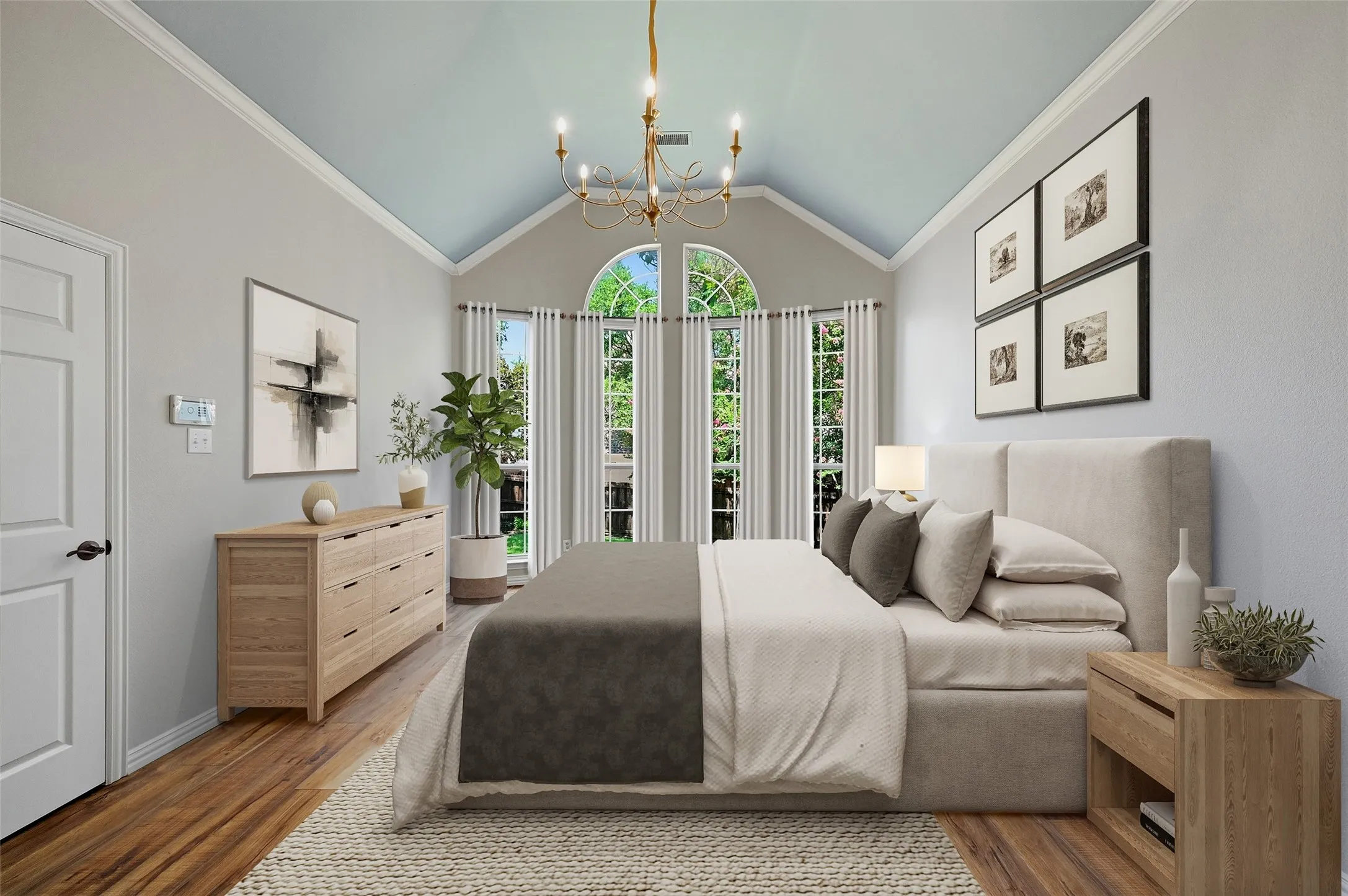 Virtually staged primary bedroom