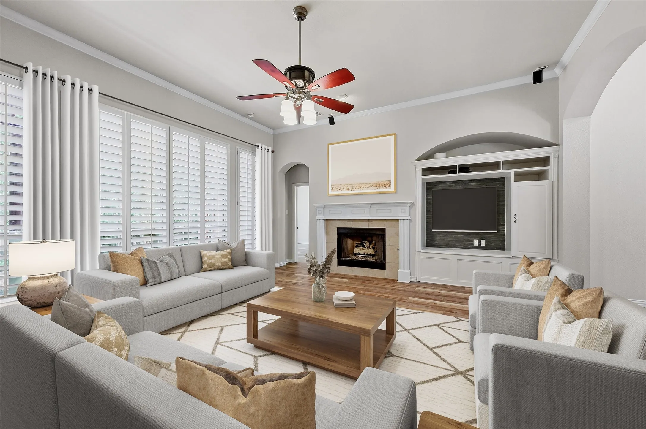 Virtually staged family room