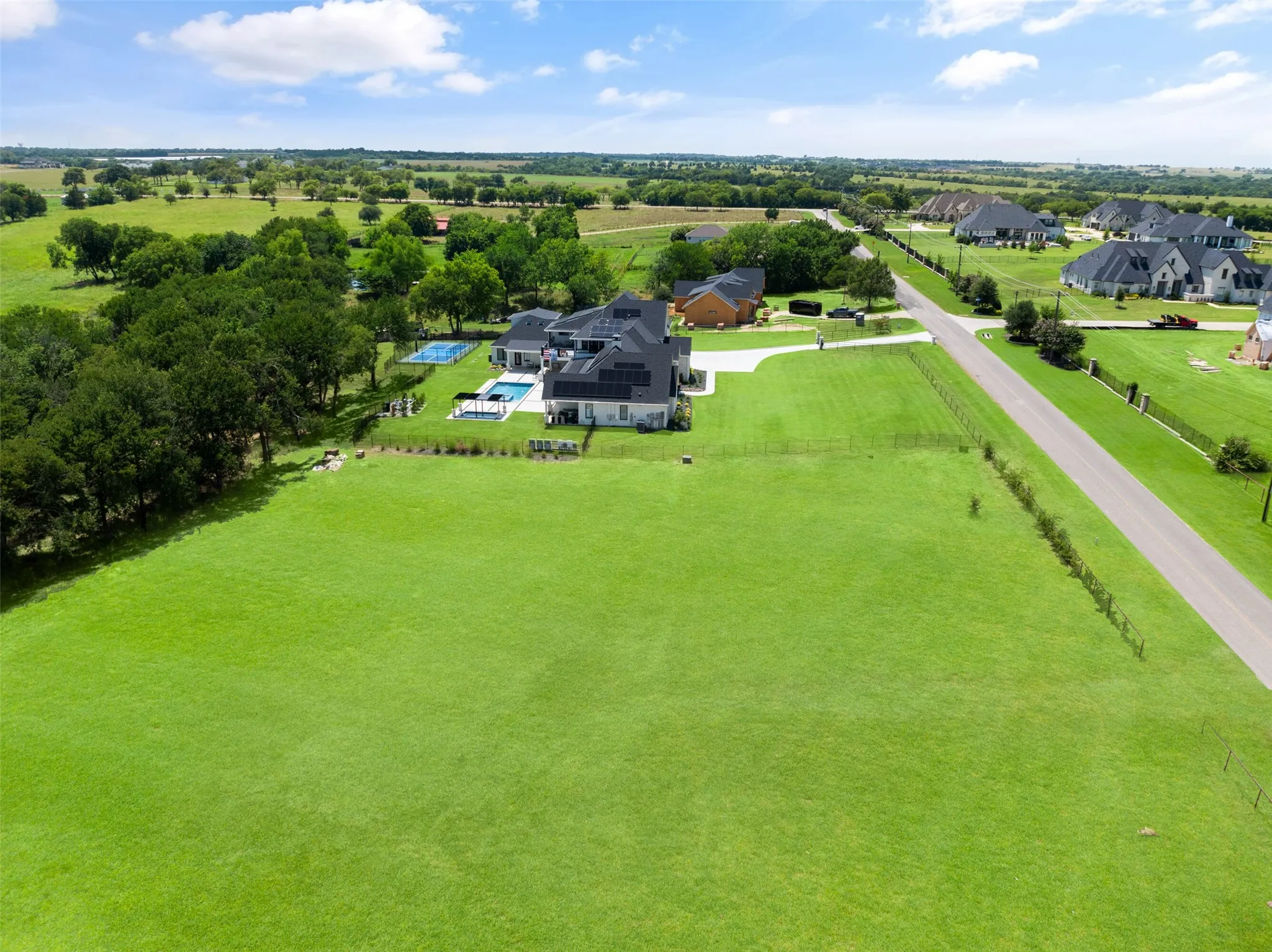 Aerial perspective of suburban area