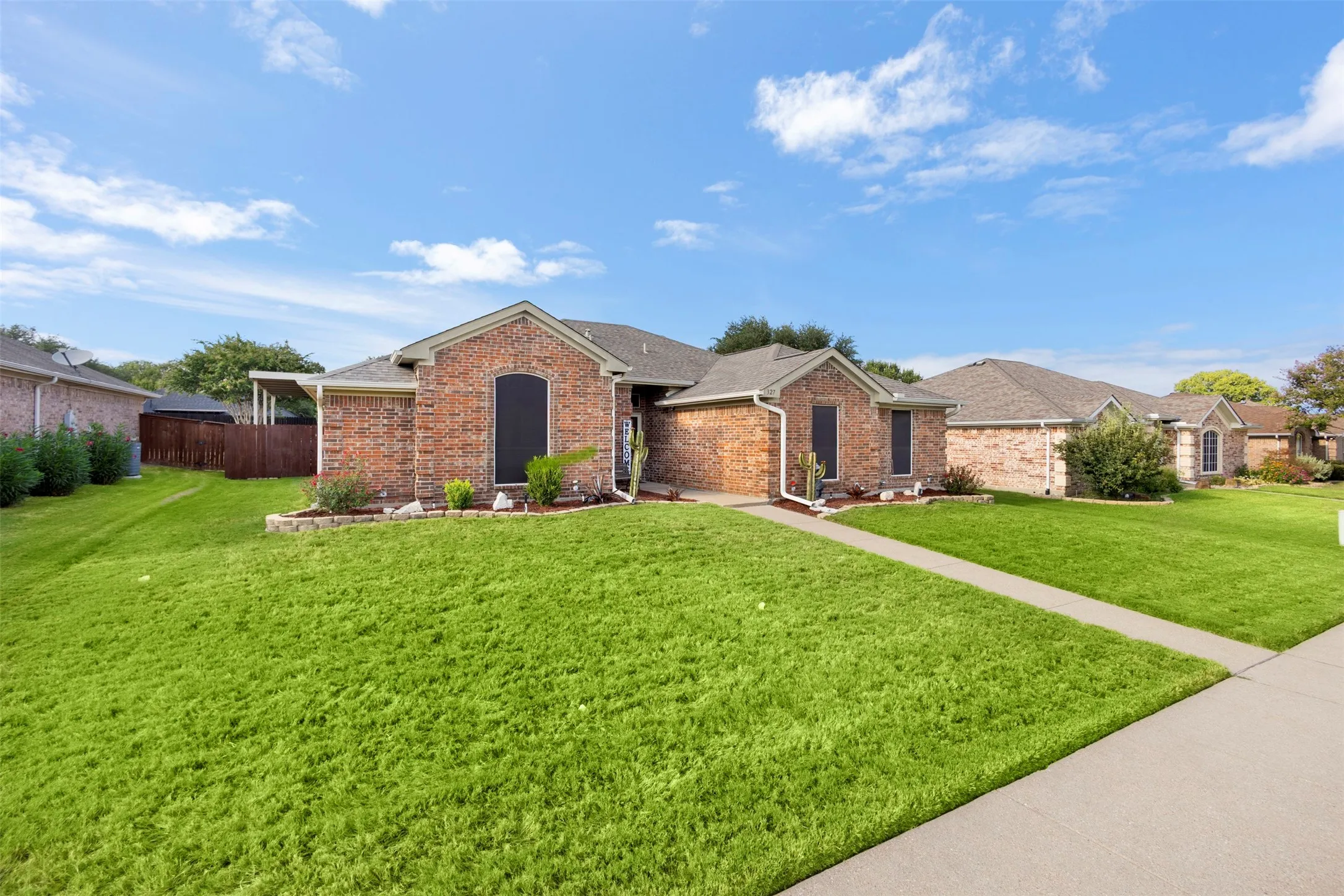 Spacious front yard with nice set-back from the street