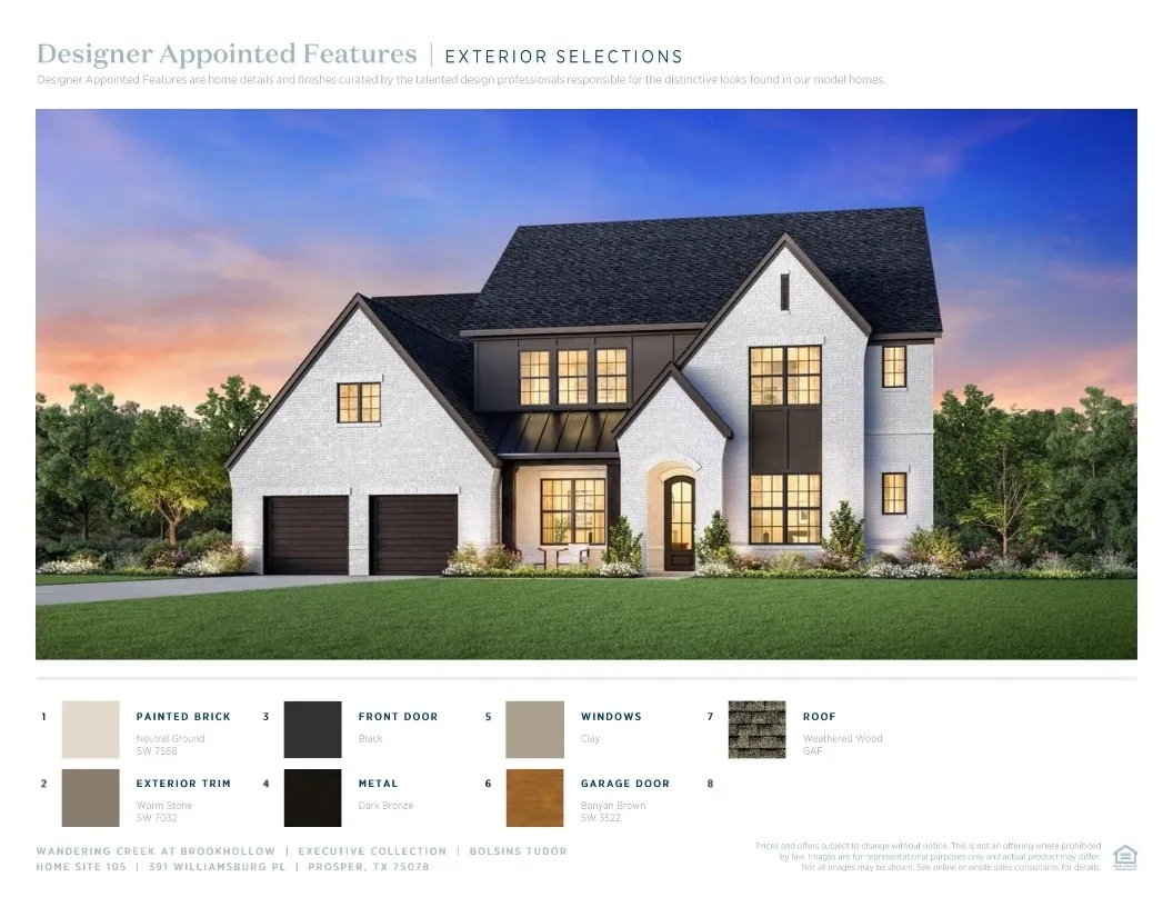 Single Family Residence For Sale in Collin County , 391 Williamsburg Place, Prosper, Texas 75078, 5 Bedrooms, 6 Bathrooms, 3 Garage spaces, 4,509 Sqft, built in 2027, Price $1,349,000, mls#21352506, Real Estate Agent in Prosper, Homes For Sale in Collin county, Homes For Sale in Prosper, Realtor in Prosper Texas, Real Estate Brokerage Independent Realty Texas, Luminita Cordes Realtor