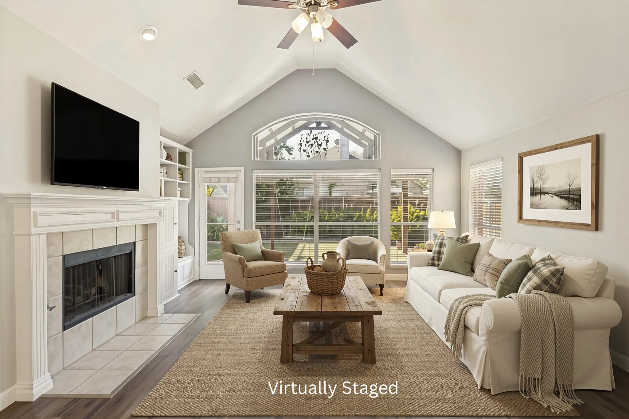 Family room virtually staged