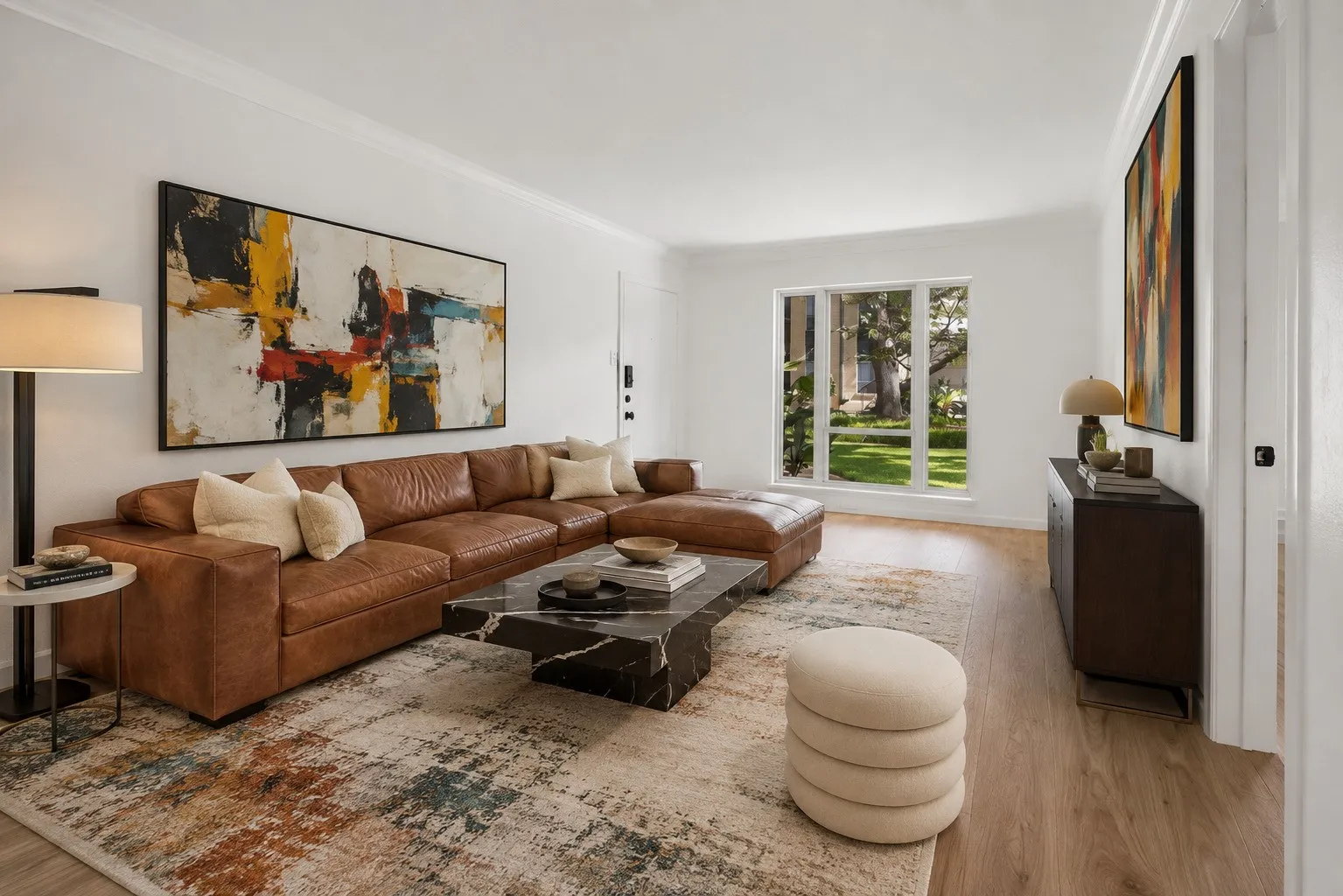 Virtually staged front living room