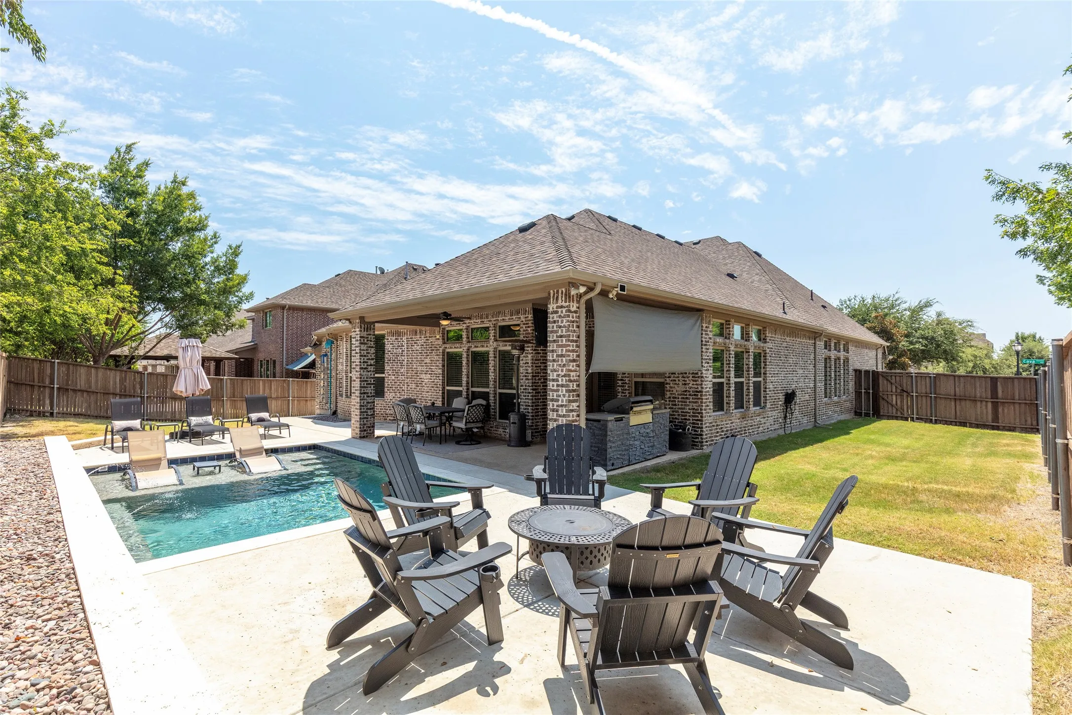 Deck, pool and yard