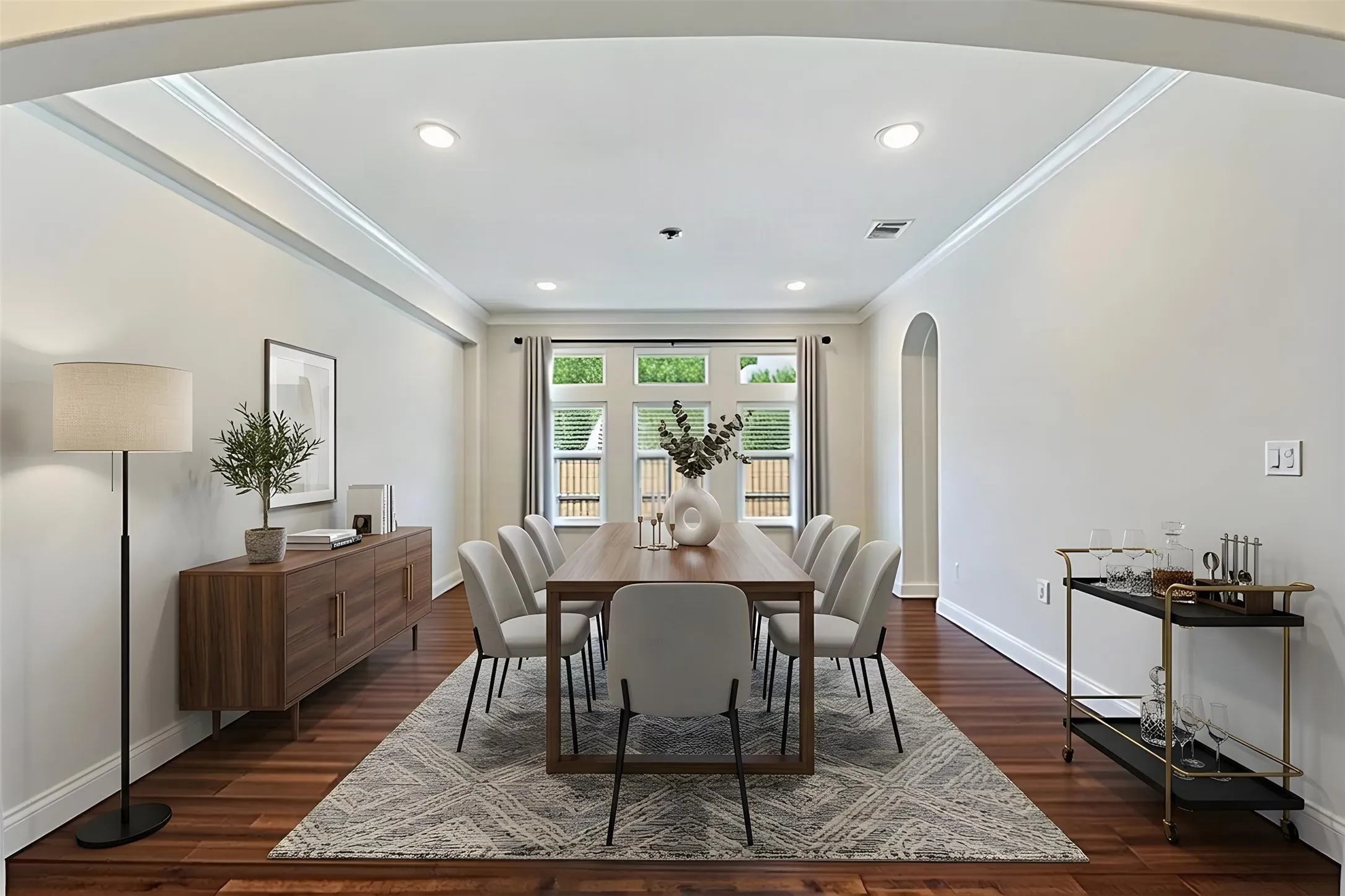 Dining room virtually staged, currently being used as a second living room