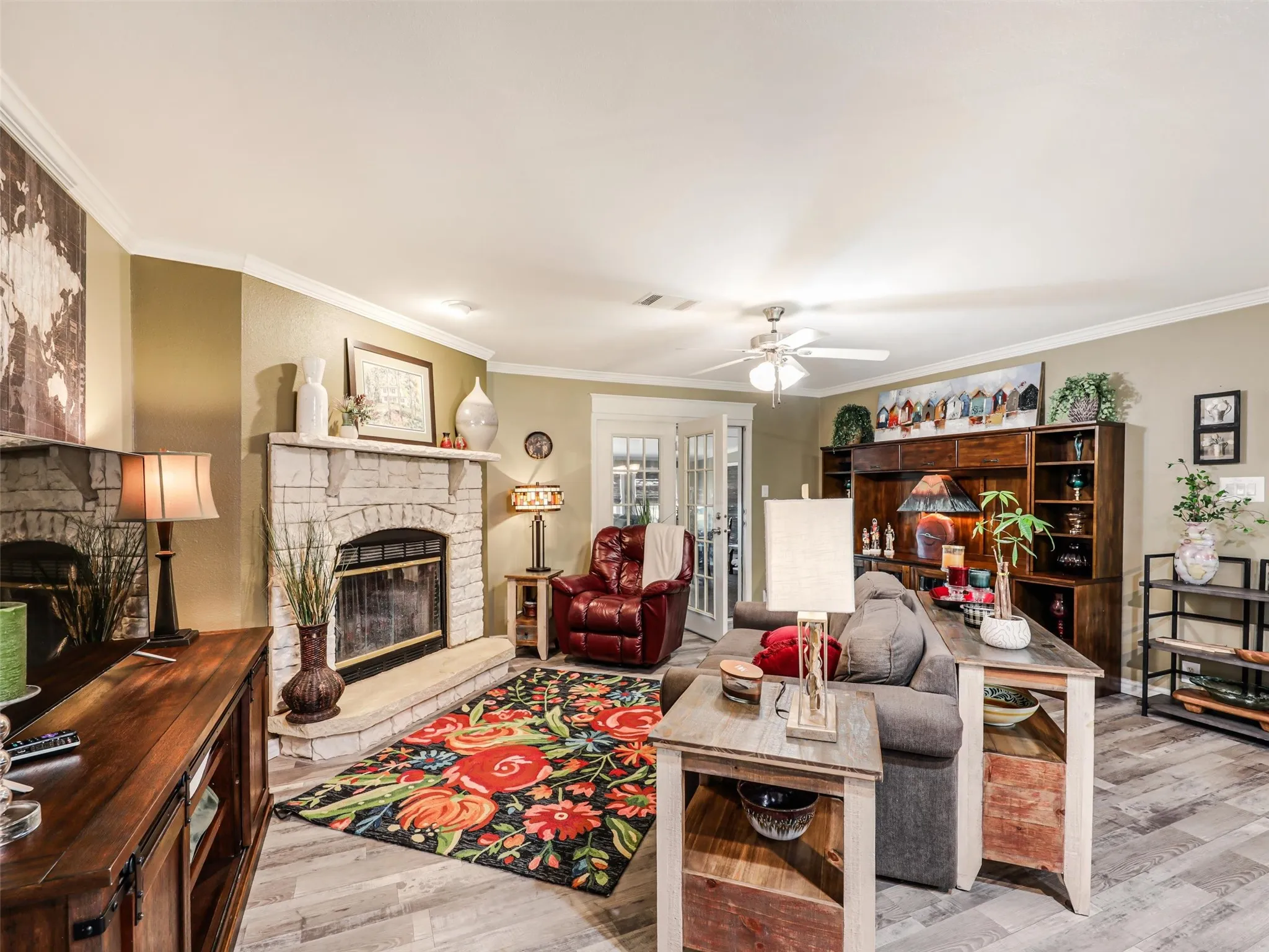 Family Room with Fireplace as the Centerpiece of Home