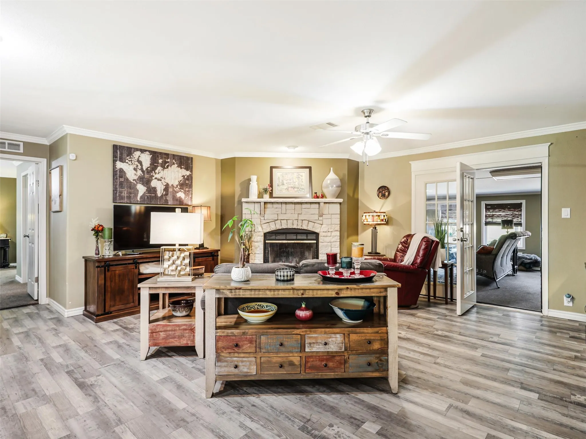 Family Room with Fireplace as the Centerpiece of Home