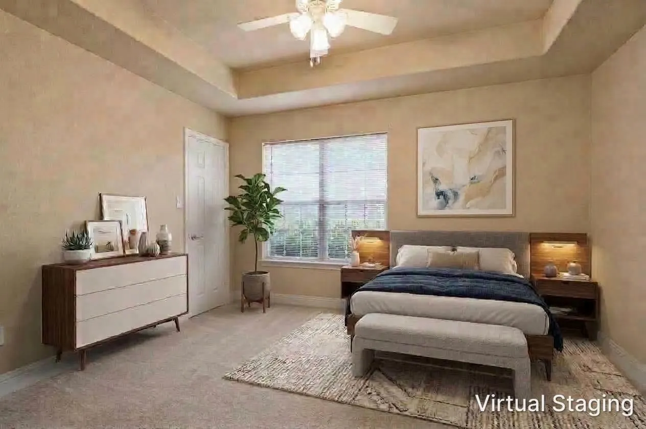 The 4th bedroom is at the front of the home.  Great space with high ceilings.