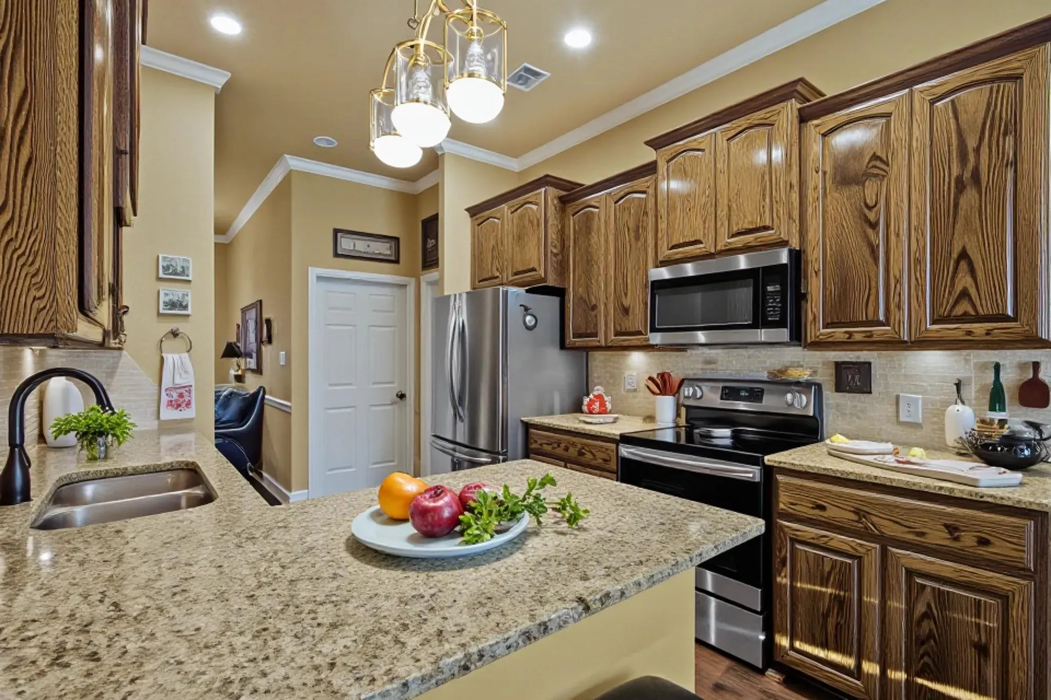 Moving back to the kitchen, an extended area adds great counter space an area for pulling up a stool for breakfast.