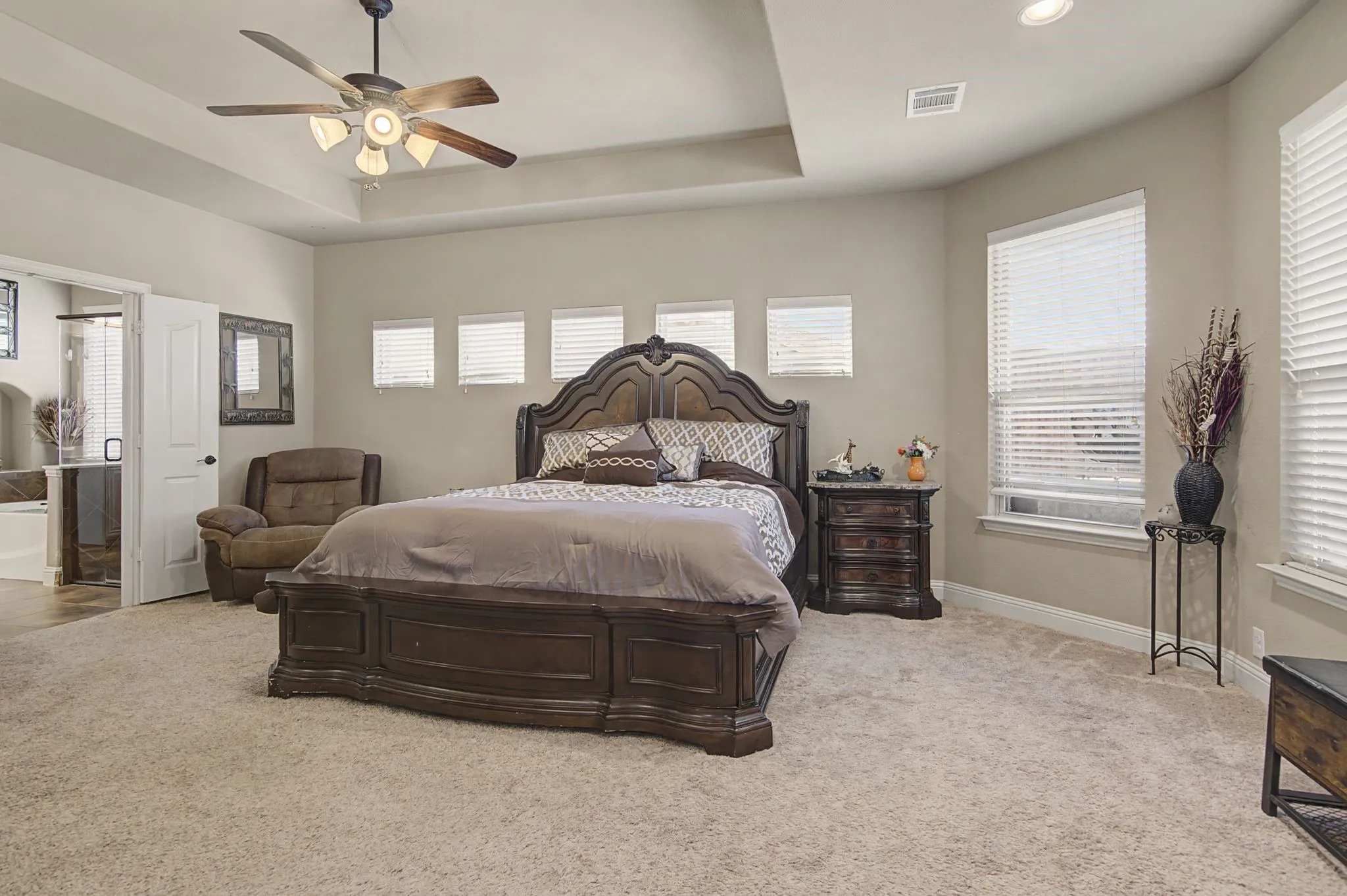 Huge downstairs primary bedroom.  The ensuite bath is just the spot to relax at the end of a busy day!