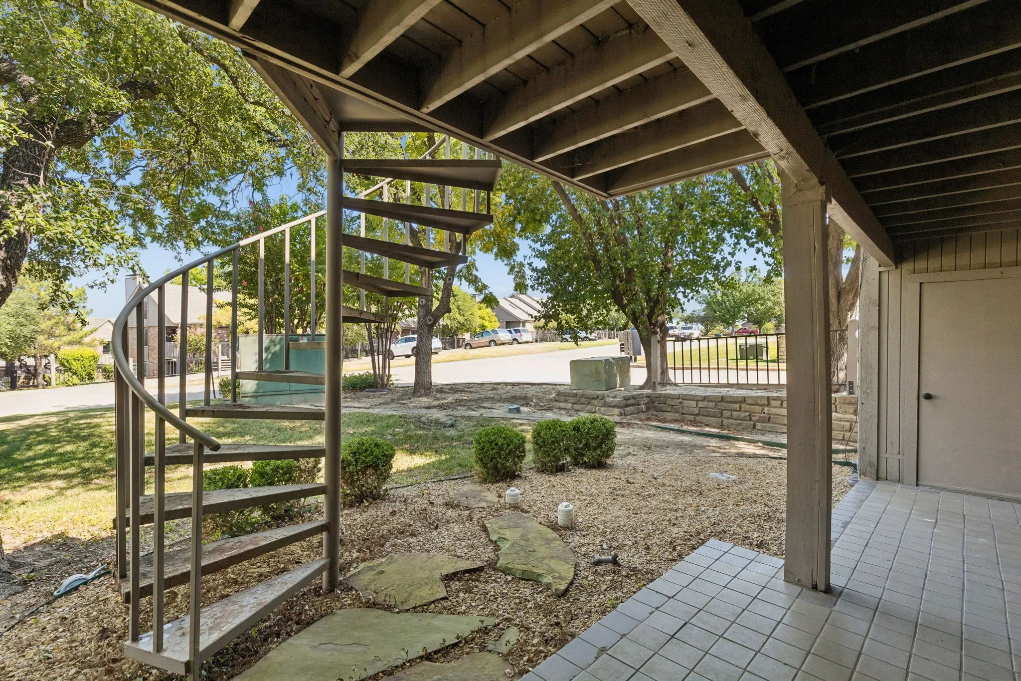 Looking out of back sliding door onto patio