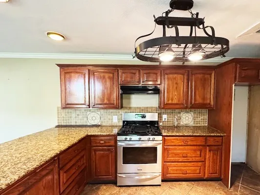 Kitchen with gas oven