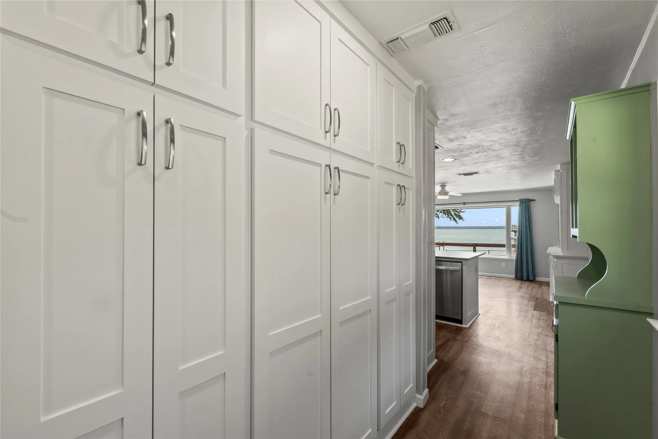 Hallway storage and pantry offering convenient organization and additional storage space.