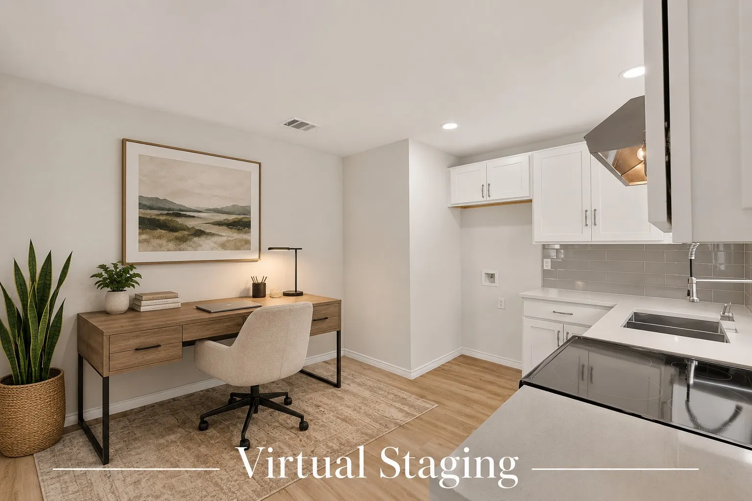 Virtually staged Dining Area as an Office space.
