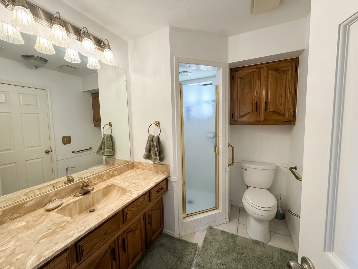 Full downstairs bathroom with vanity