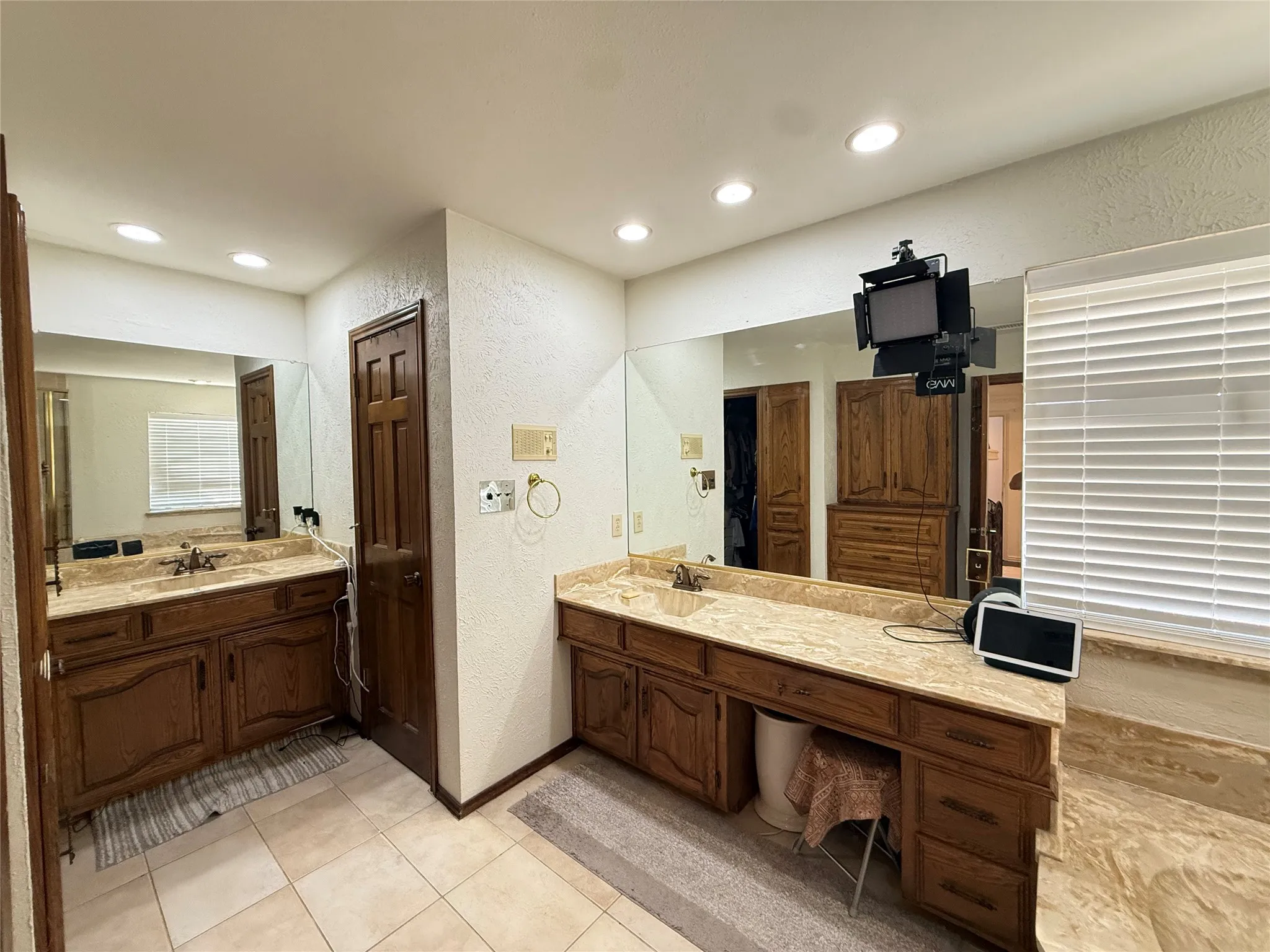 Primary bathroom with dual vanity
