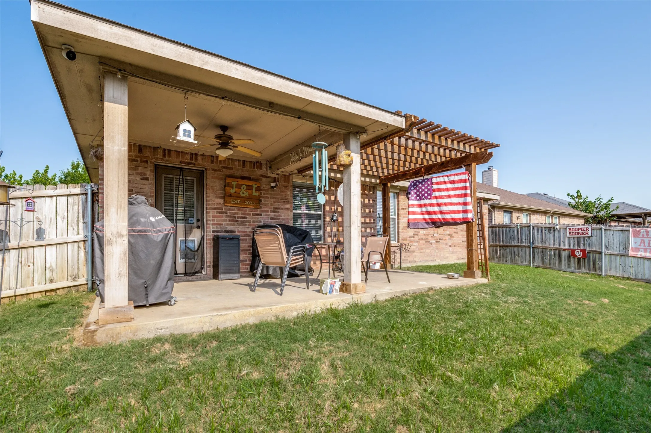 Covered patio great for grilling
