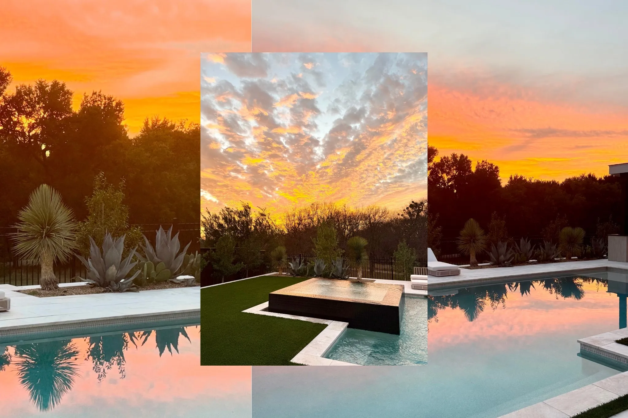 No virtual twilight here- this is an actual sunset captured in this incredible backyard.