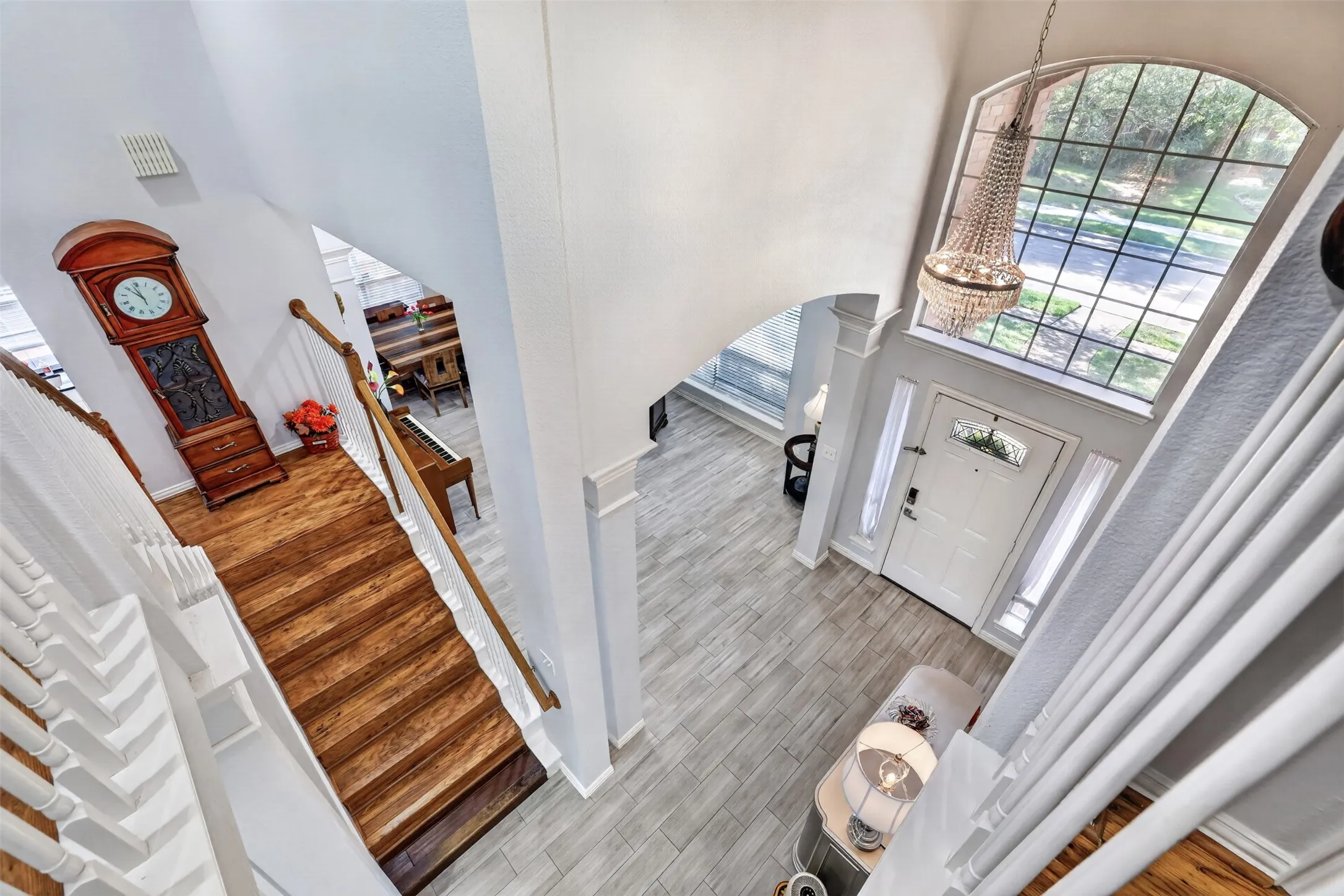Open view from the second floor showcases the home's spacious, light-filled design.