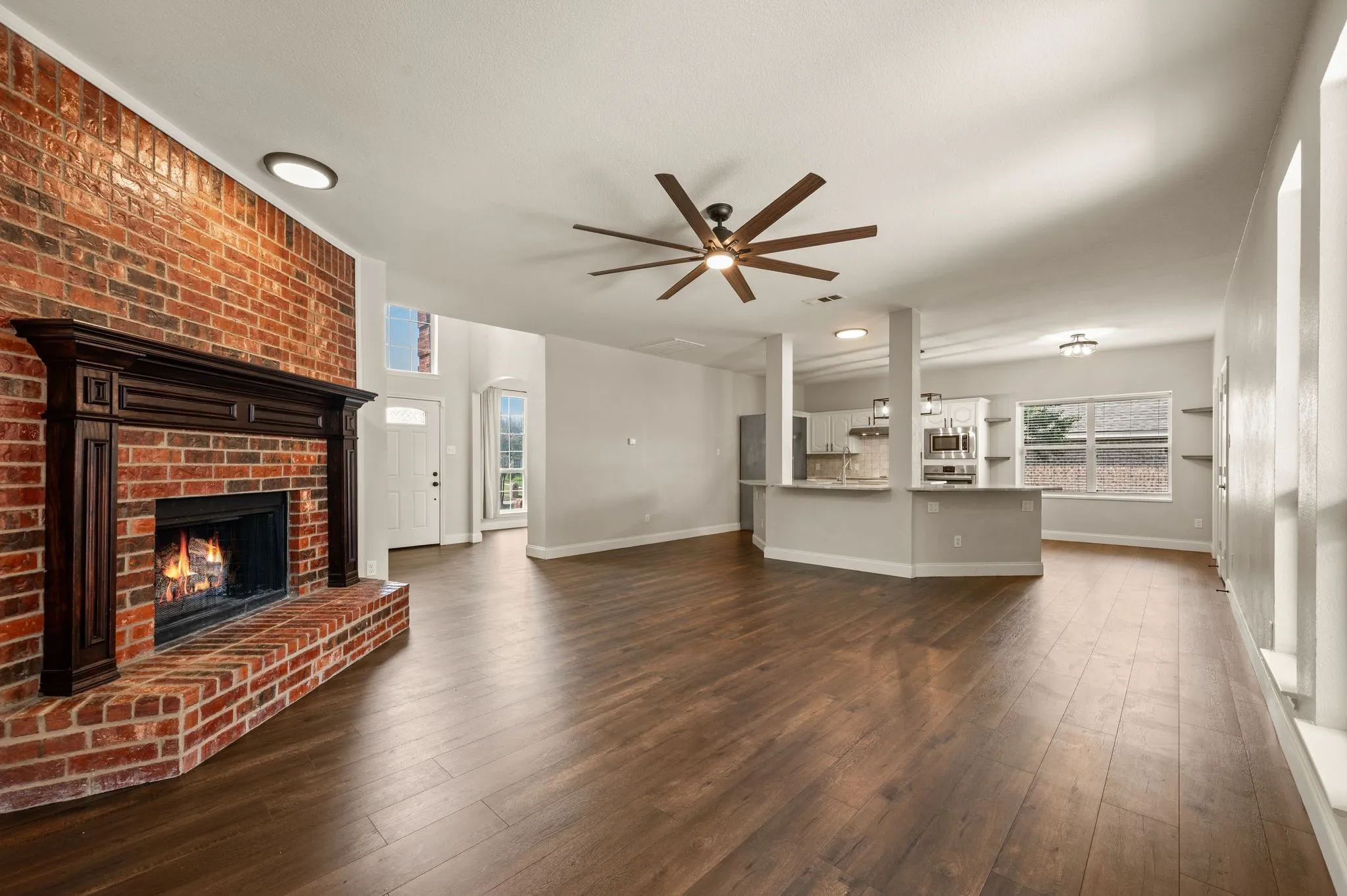 Wood burning fireplace for cozy winter nights.