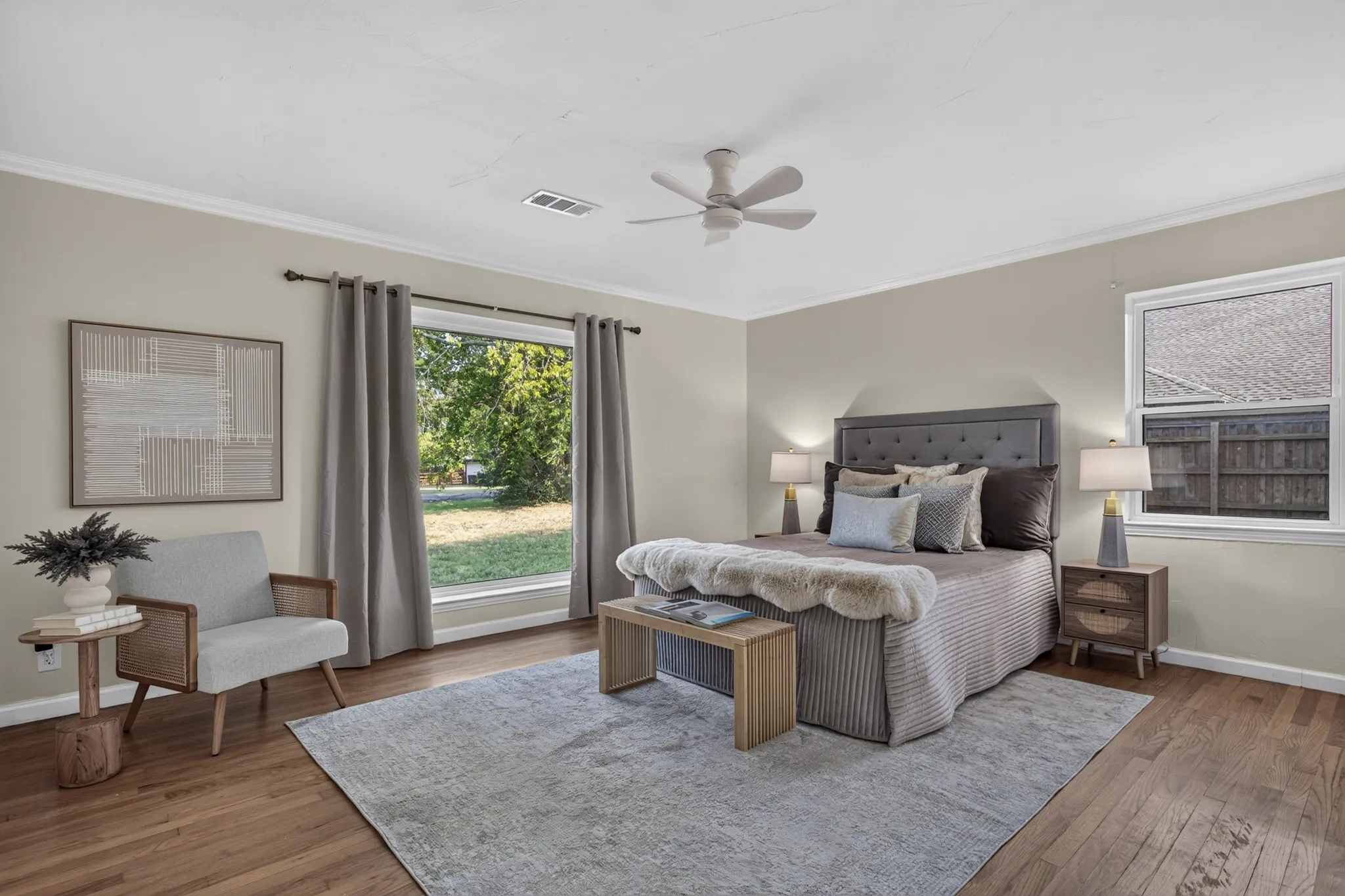 With 4 beds-one that can serve as an office, hobby room or in home salon as it is currently set up, 3.5 baths- including two private primary suites with ensuite baths creates a flexible floor plan perfect for multigenerational living, long-term guests or a flex space for growing families.