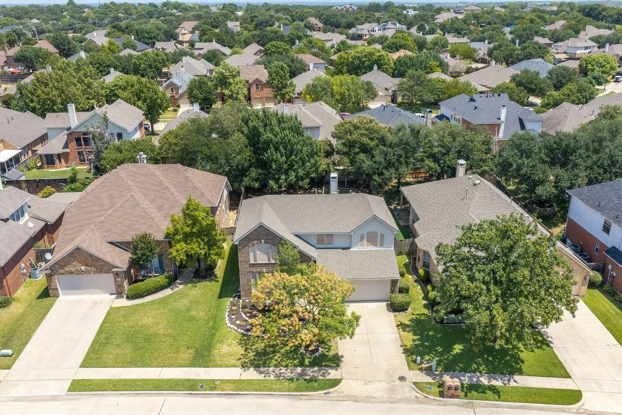 Residential neighborhood with mature trees