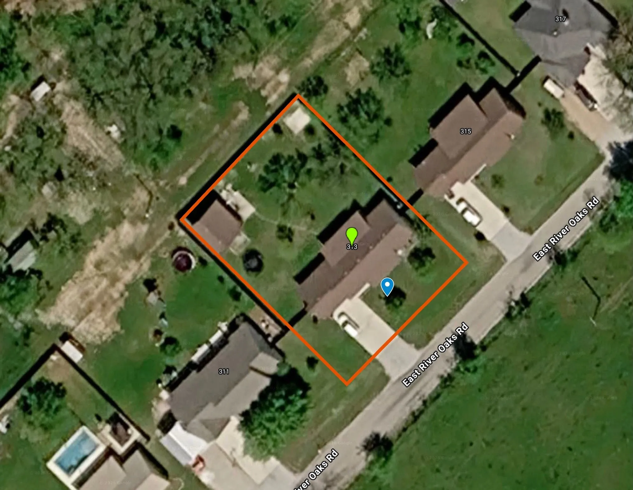Aerial Property Map. Displaying the property's boundaries and surrounding parcels