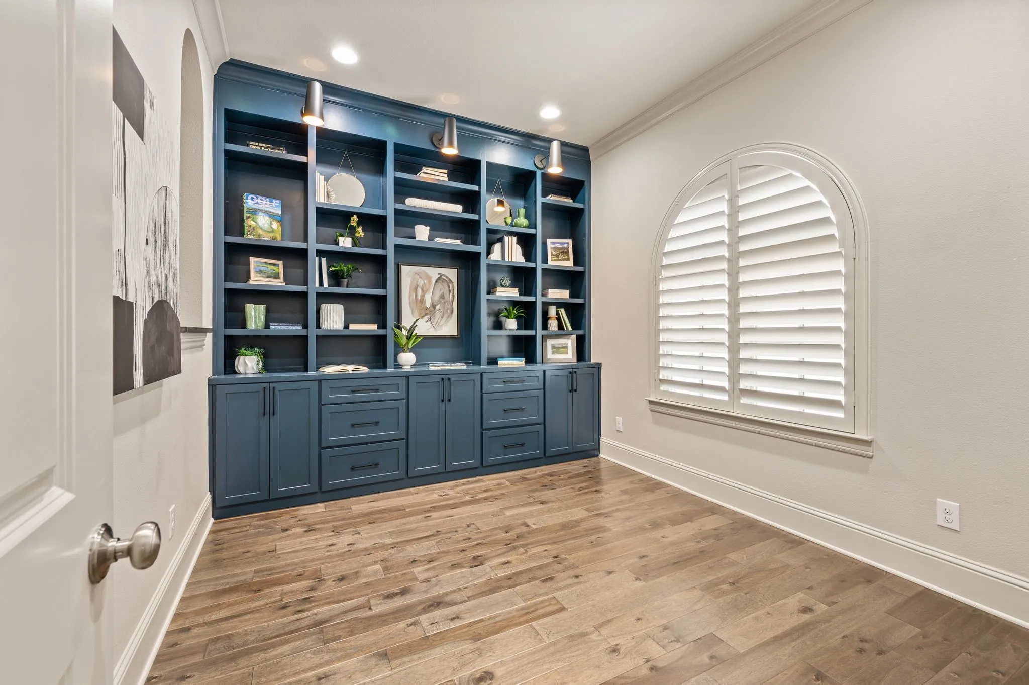 Elegant office space with built-ins.