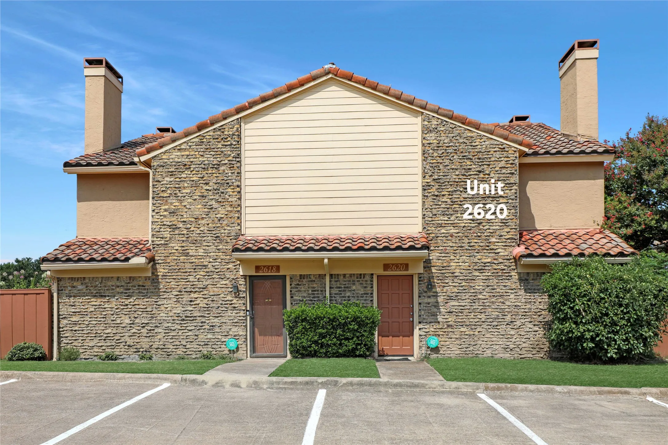 Brick facade with tile roofing