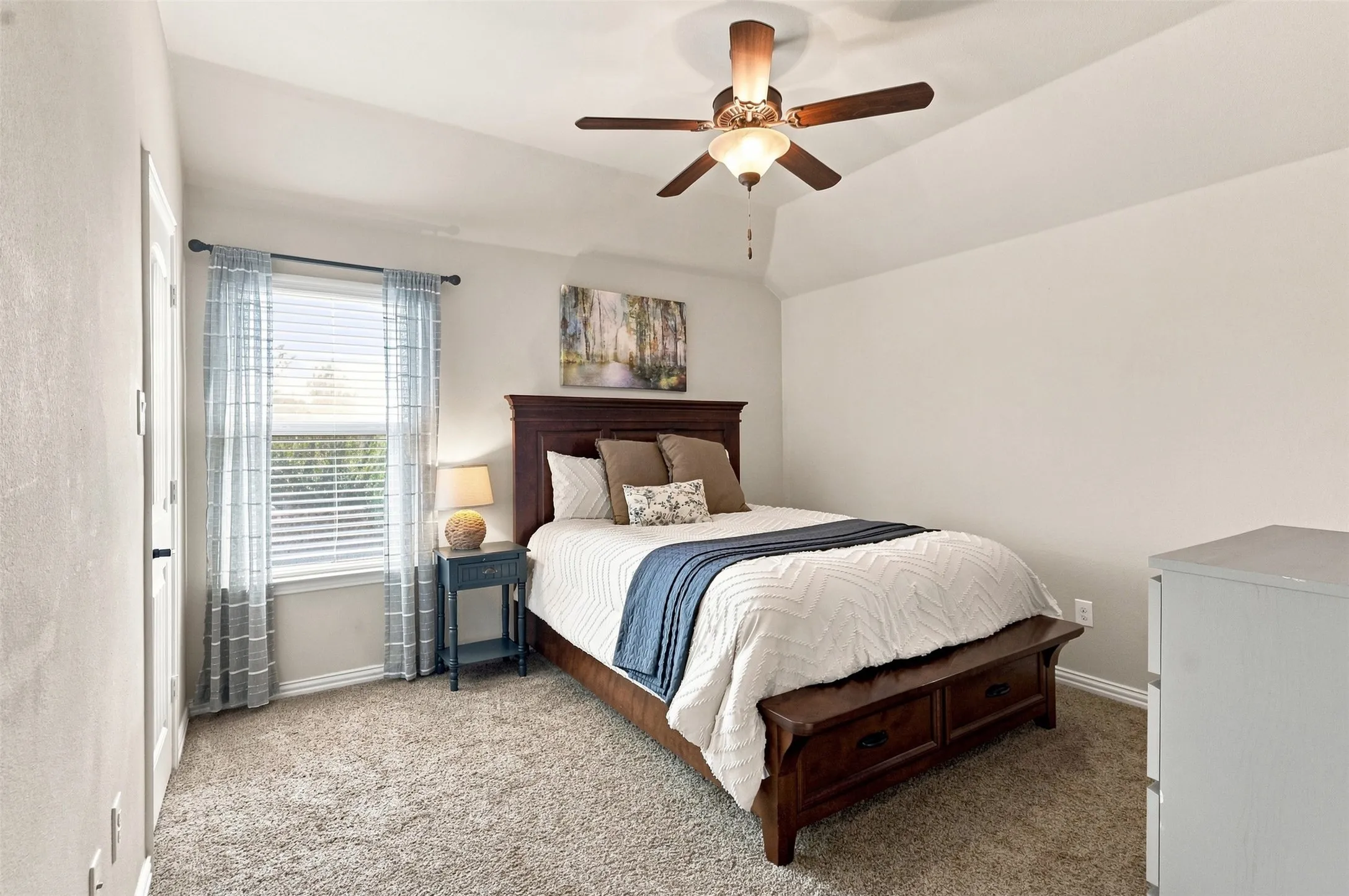 Bedroom 1 with Walk-in Closet and Private Hallway. Has Full Bathroom off of Hallway.