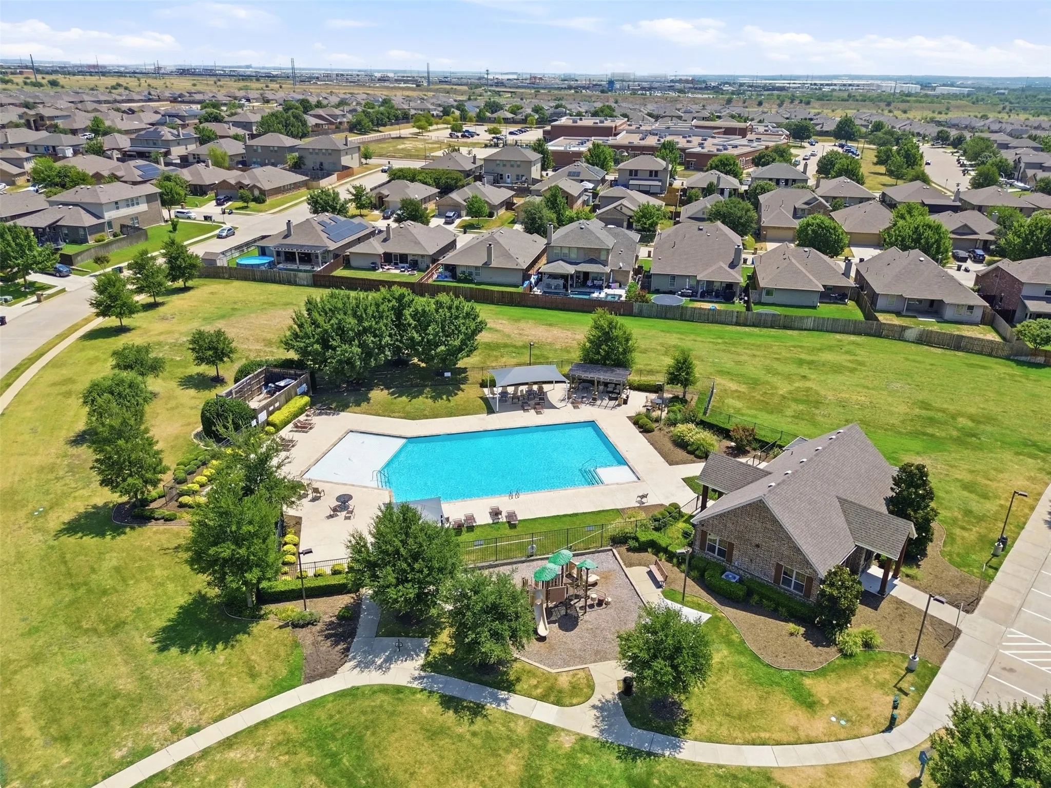 Community Ammenities include Clubhouse, Playground, Walking Trails, and Green Spaces.