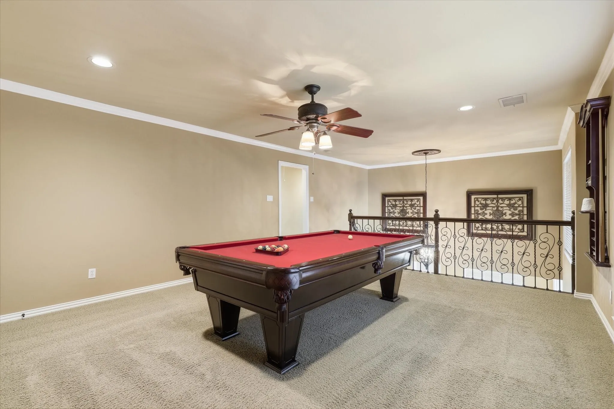  Another perspective of the game room highlighting its generous size.