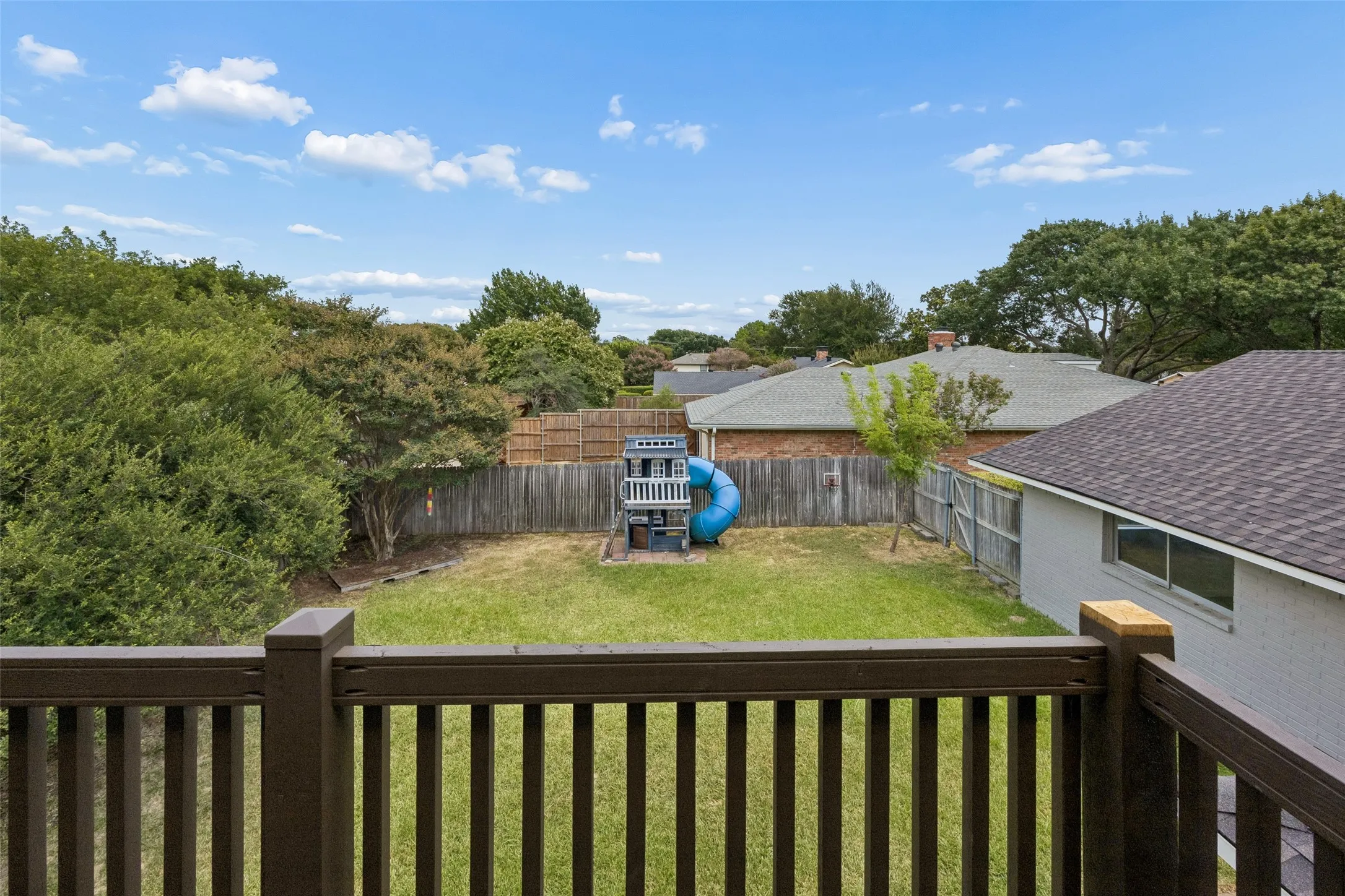 View from the 2nd level balcony overlooking the yard
