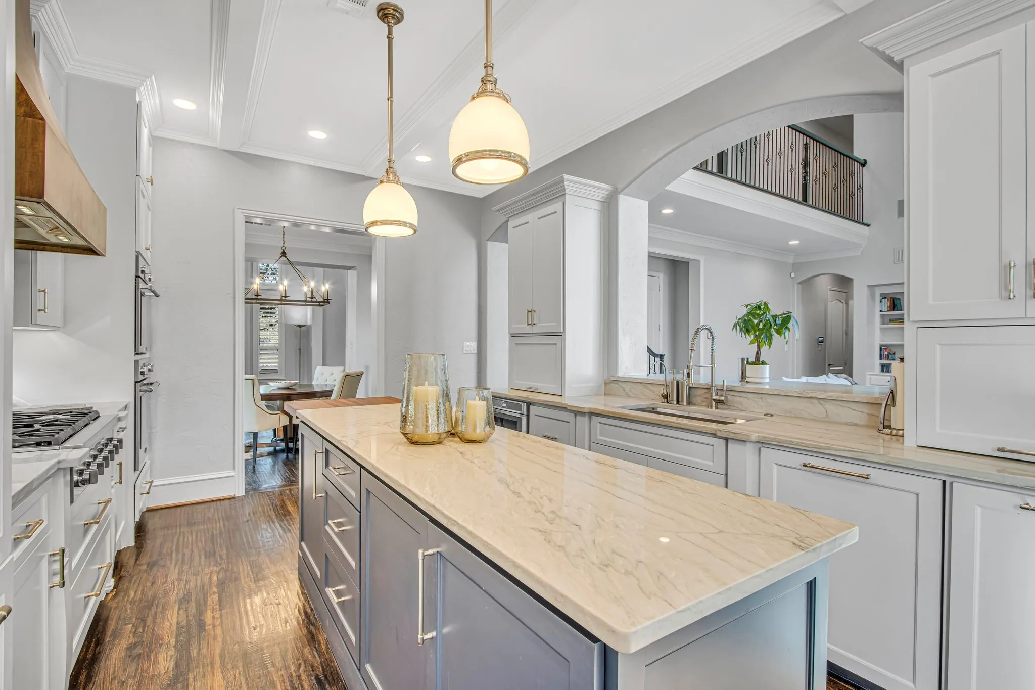 Kitchen with views to the formal dining, living room.