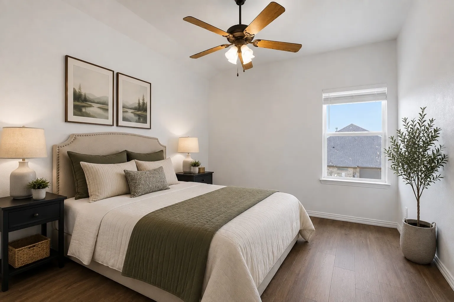 Upstairs bedroom with LVP flooring