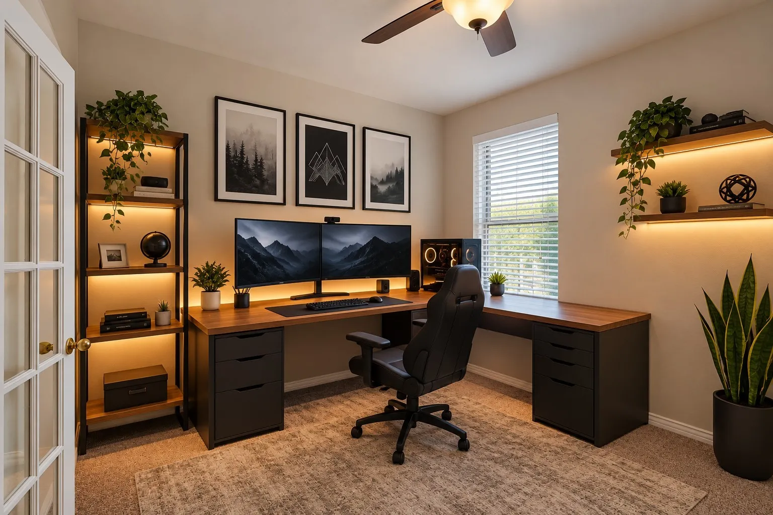 Enhanced photo of bonus room which could be a home office area