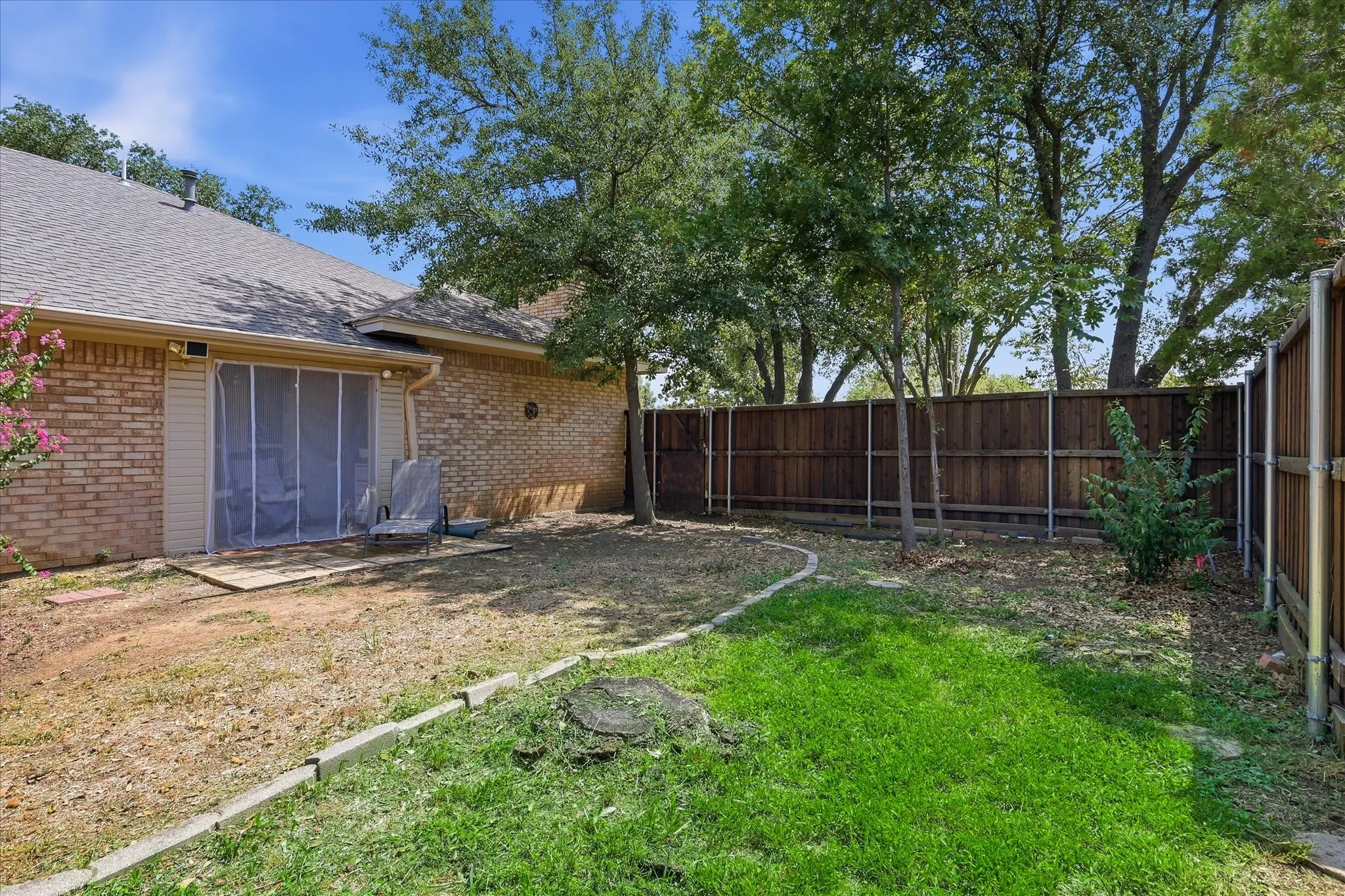 Large backyard.